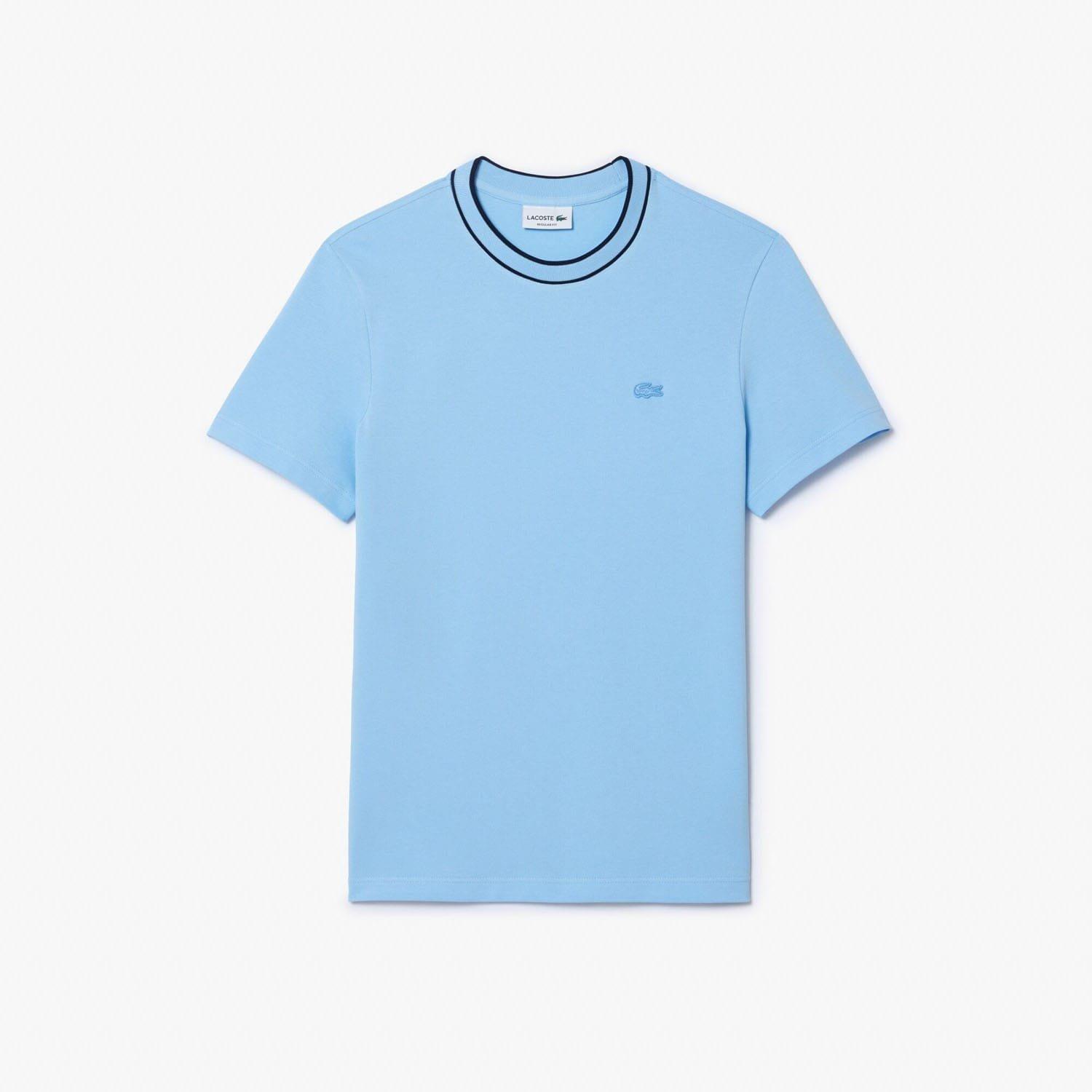 Light Blue - Lacoste - Stretch Piqu¿ Stripe Collar T-Shirt - 4