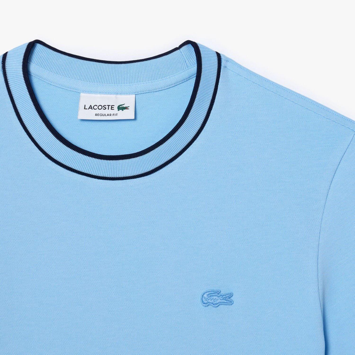 Light Blue - Lacoste - Stretch Piqu¿ Stripe Collar T-Shirt - 6