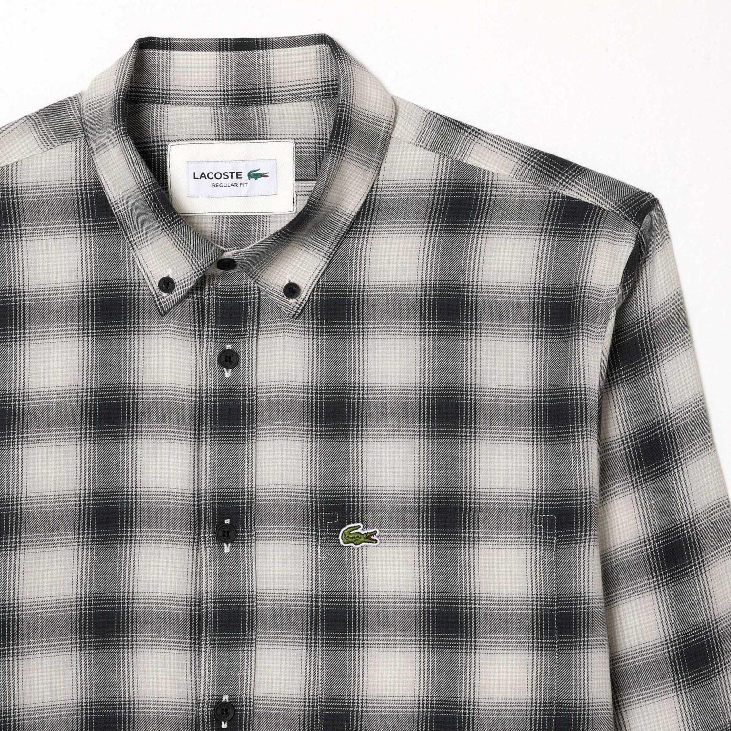 Black-White - Lacoste - Regular Fit Flannel Shirt - 4
