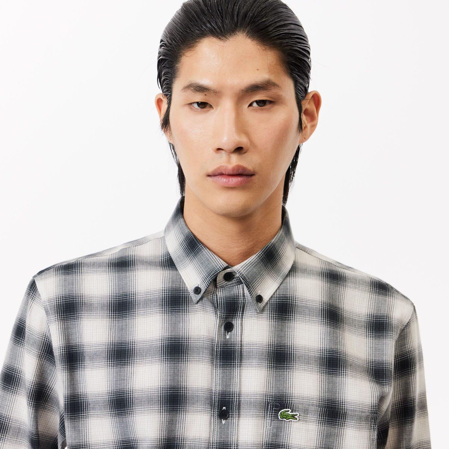 Black-White - Lacoste - Regular Fit Flannel Shirt - 5
