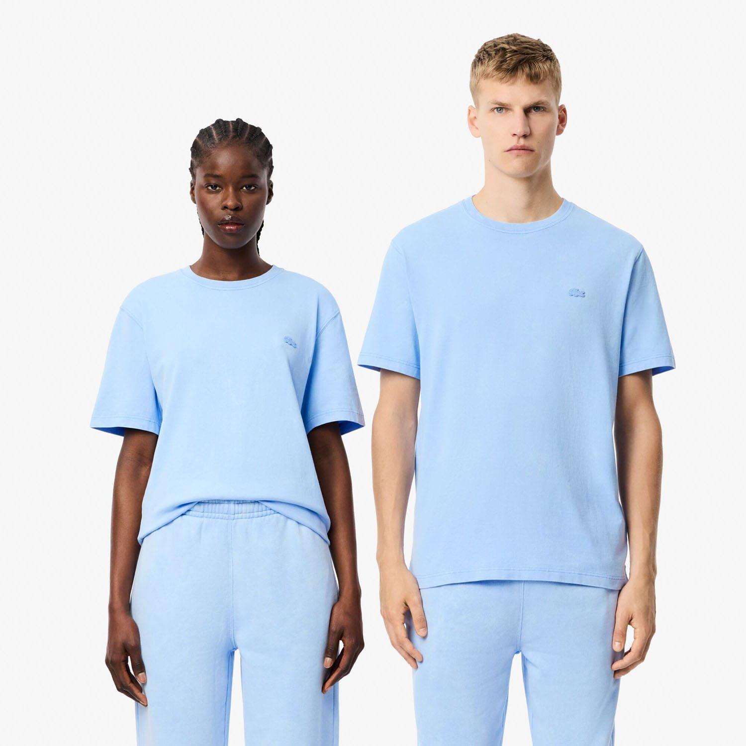 Light Blue - Lacoste - Washed Effect Heavy Cotton T-Shirt - 1