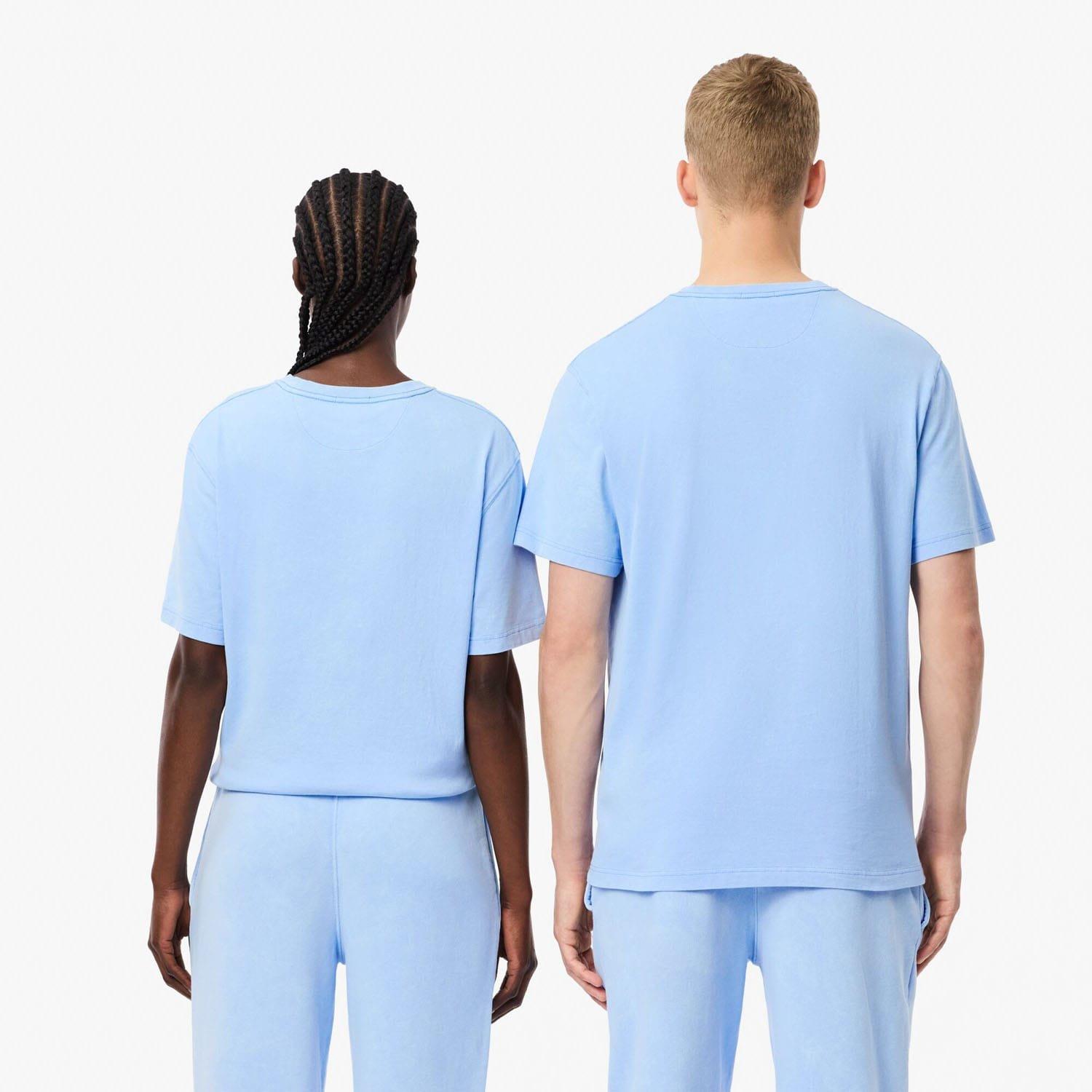 Light Blue - Lacoste - Washed Effect Heavy Cotton T-Shirt - 2