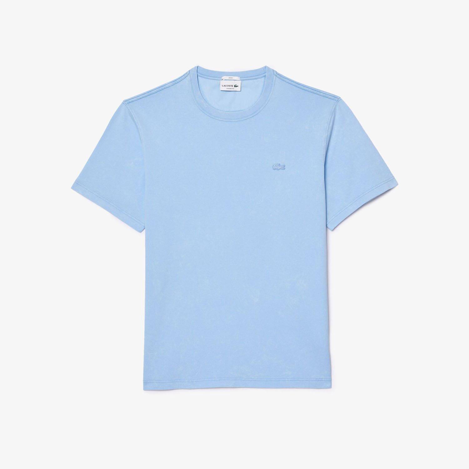 Light Blue - Lacoste - Washed Effect Heavy Cotton T-Shirt - 4