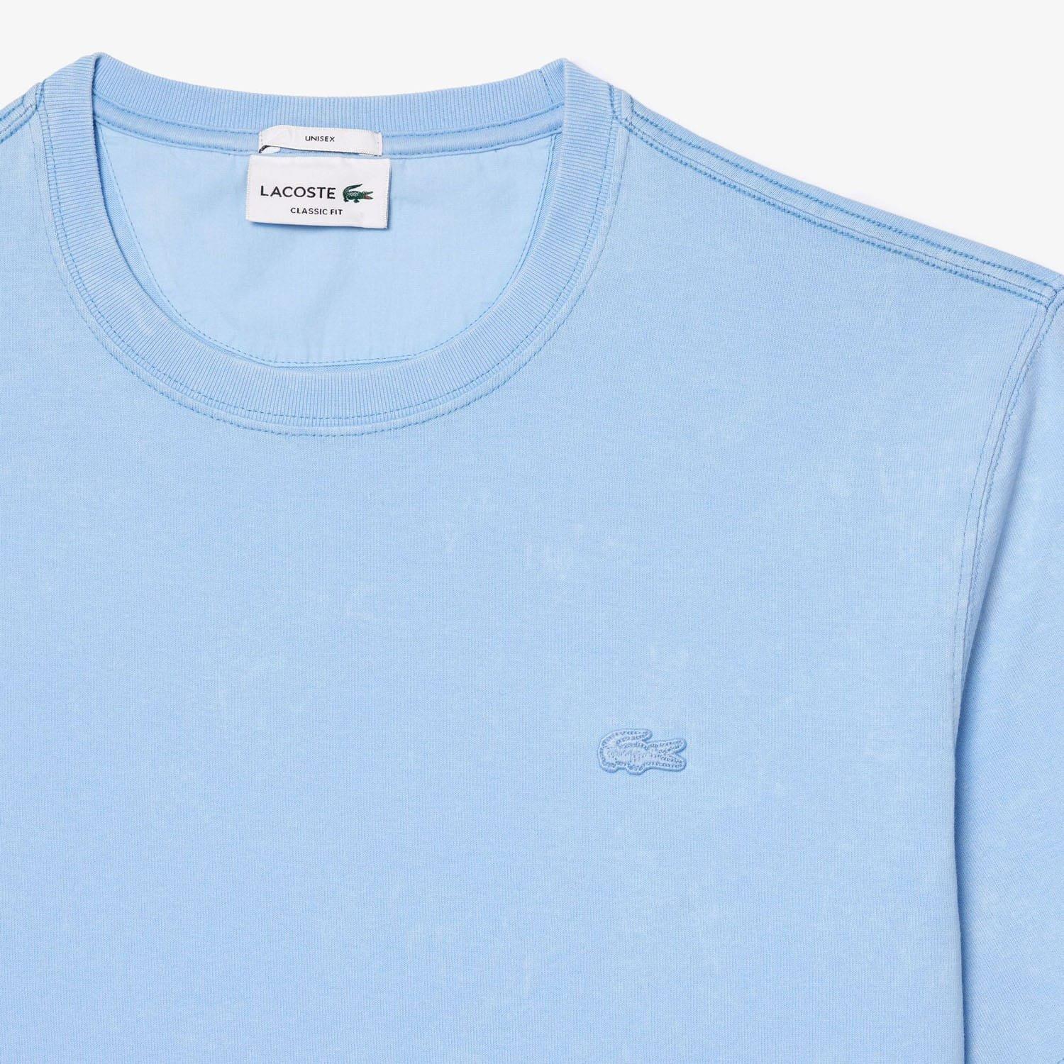 Light Blue - Lacoste - Washed Effect Heavy Cotton T-Shirt - 5