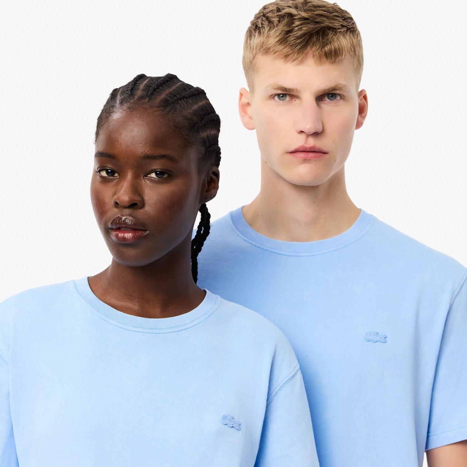 Light Blue - Lacoste - Washed Effect Heavy Cotton T-Shirt - 6