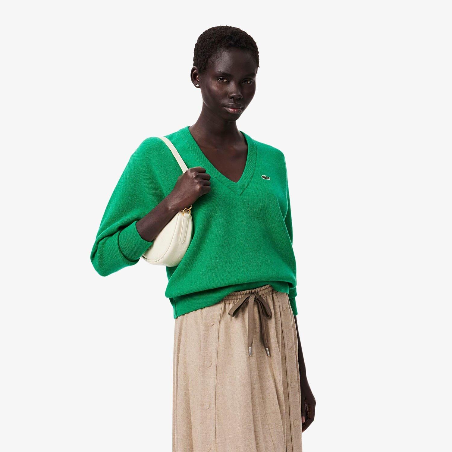 Lacoste Relaxed Fit Carded Wool Moss Stitch Sweater