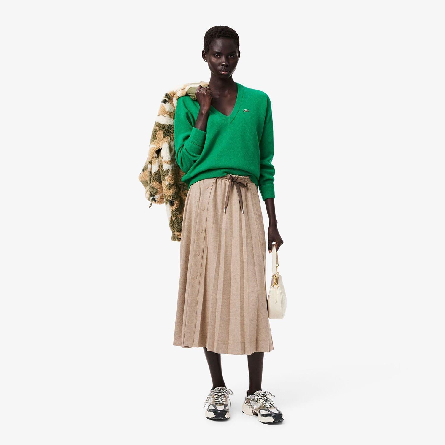 Green - Lacoste - Relaxed Fit Carded Wool Moss Stitch Sweater - 3