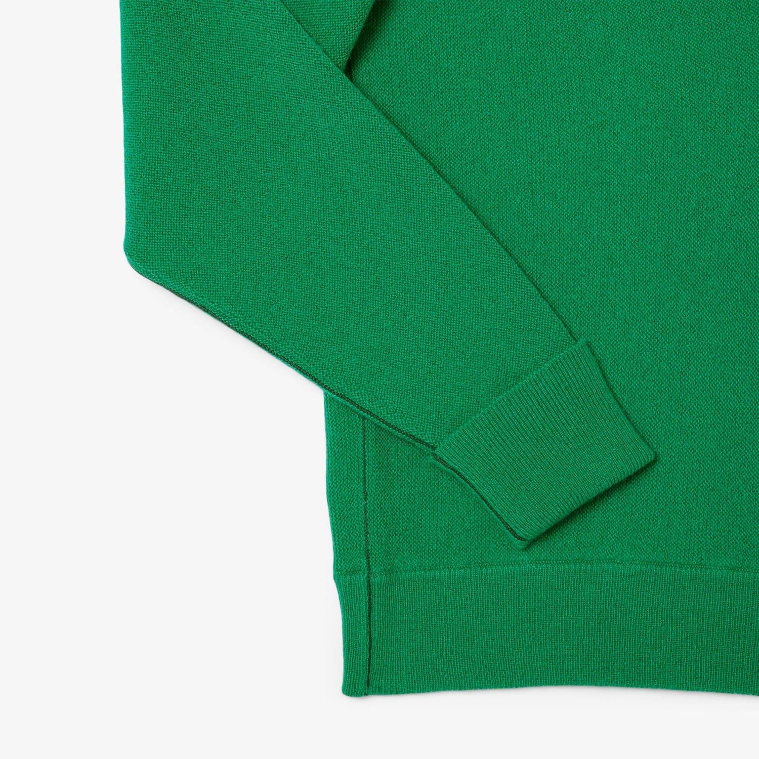 Green - Lacoste - Relaxed Fit Carded Wool Moss Stitch Sweater - 5