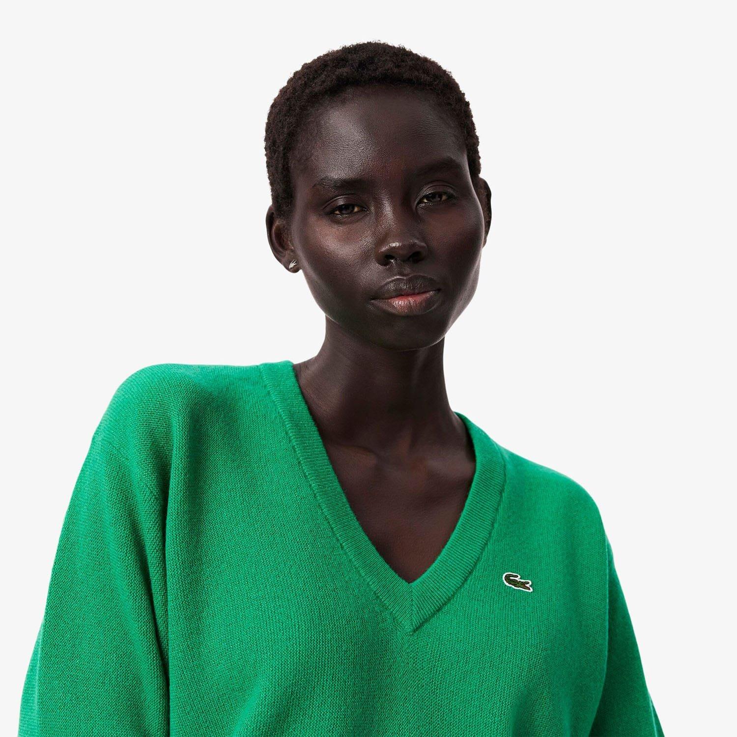 Green - Lacoste - Relaxed Fit Carded Wool Moss Stitch Sweater - 6