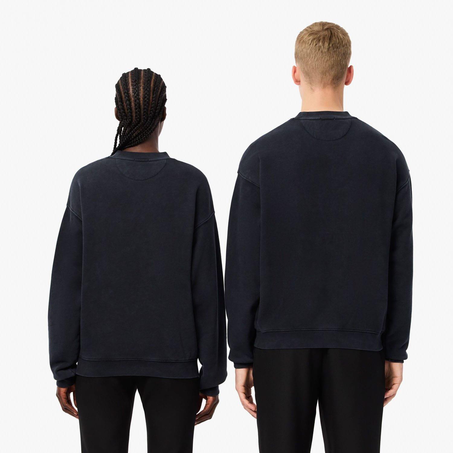 Black - Lacoste - Loose Fit Washed Effect Fleece Sweatshirt - 2