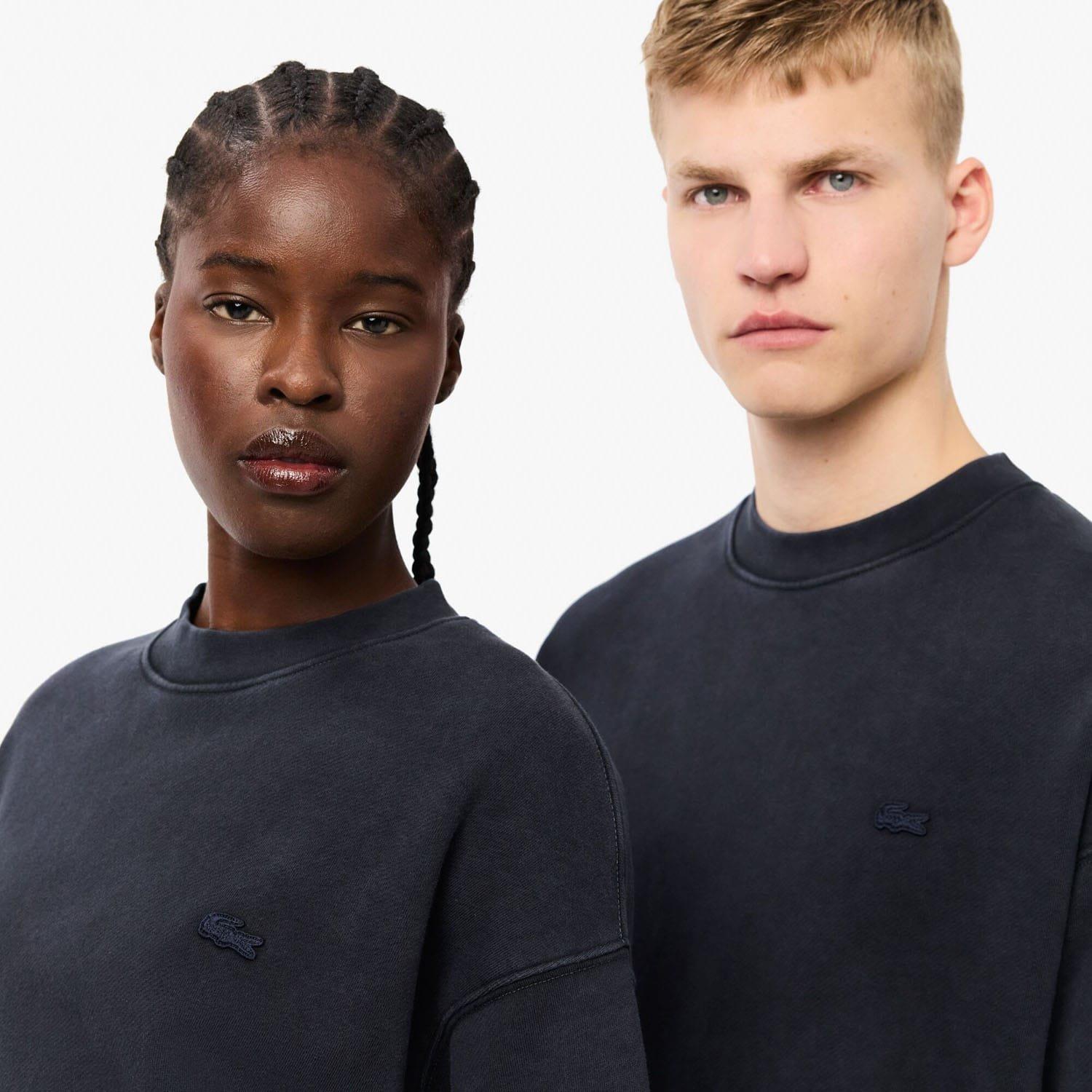 Black - Lacoste - Loose Fit Washed Effect Fleece Sweatshirt - 3