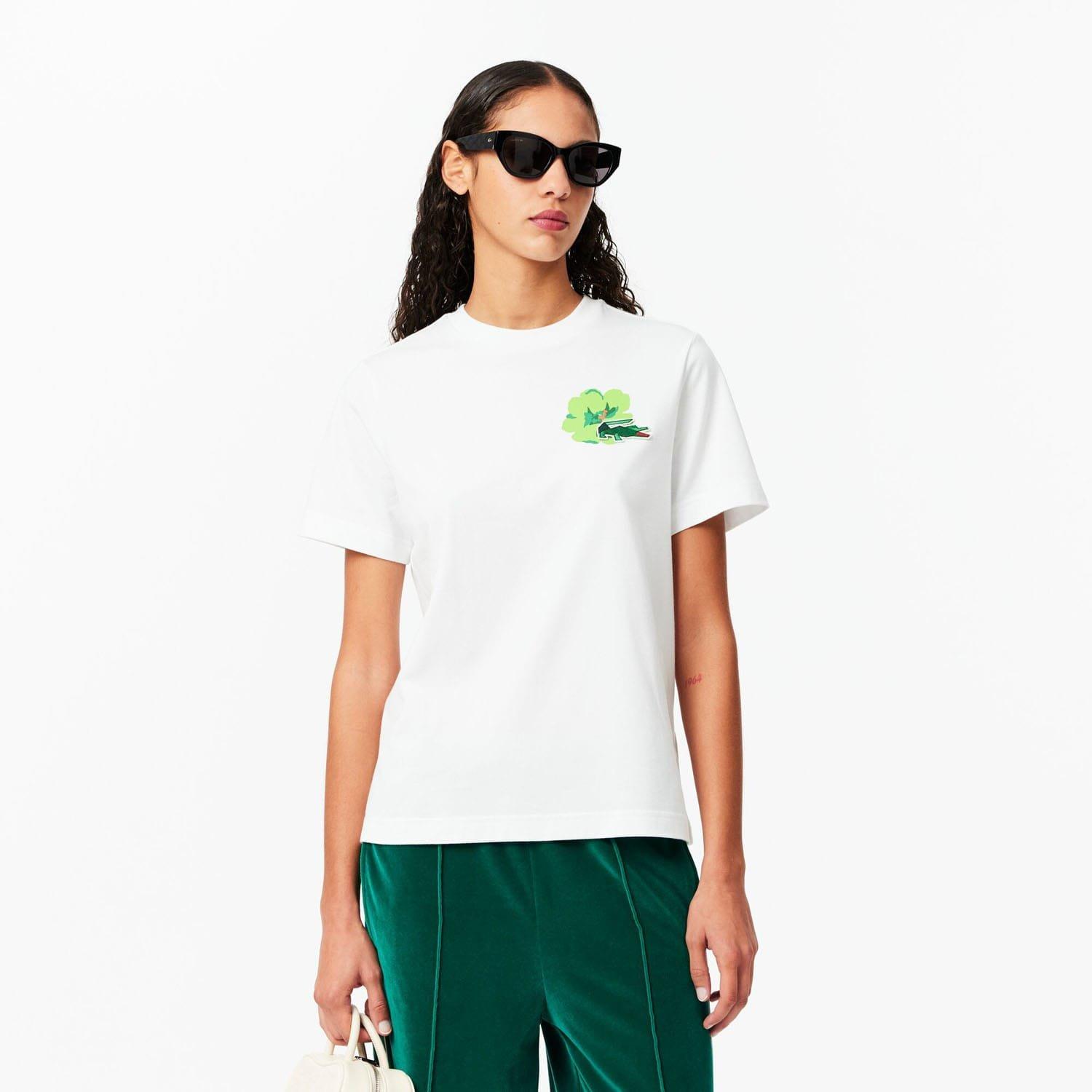Wit - Lacoste - Floral Print Cotton T-Shirt - 1