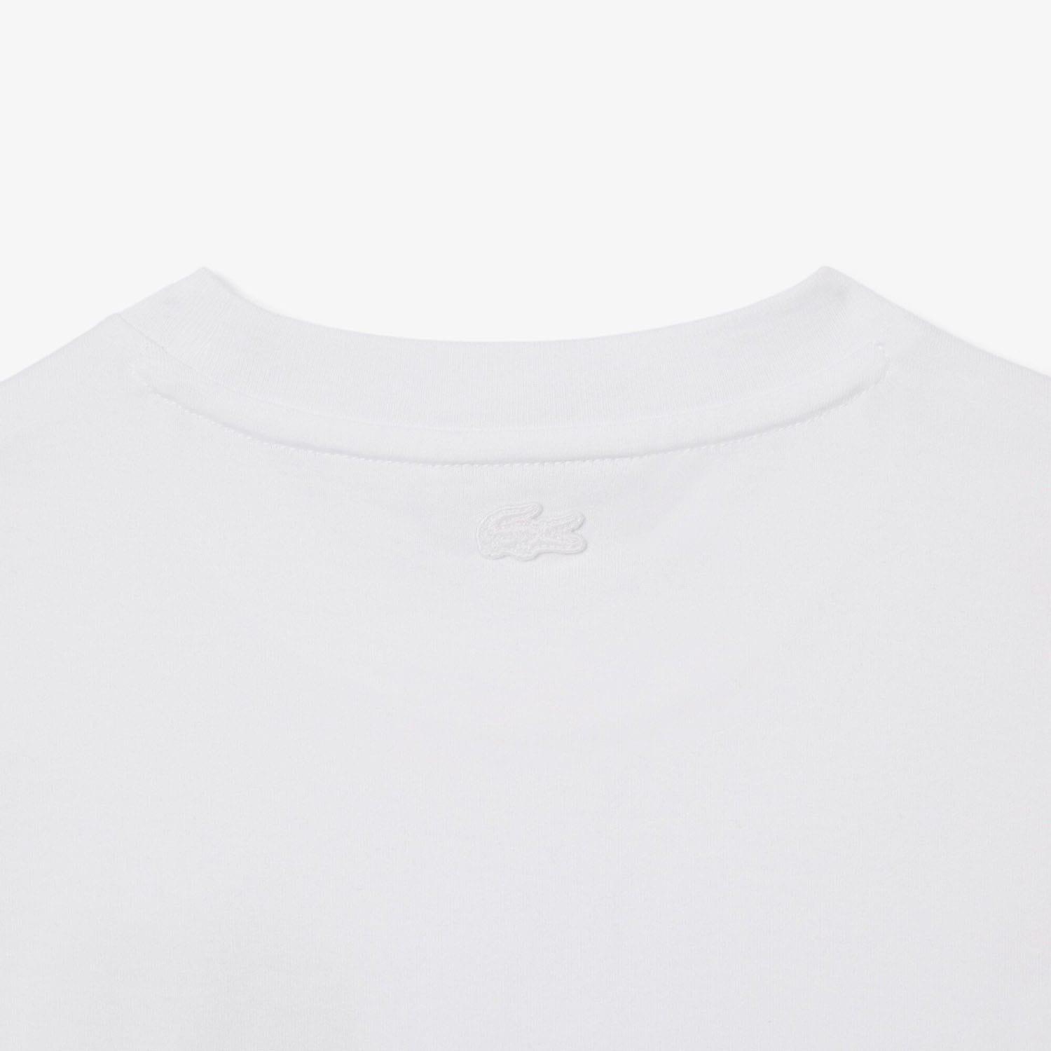 White - Lacoste - Floral Print Cotton T-Shirt - 6