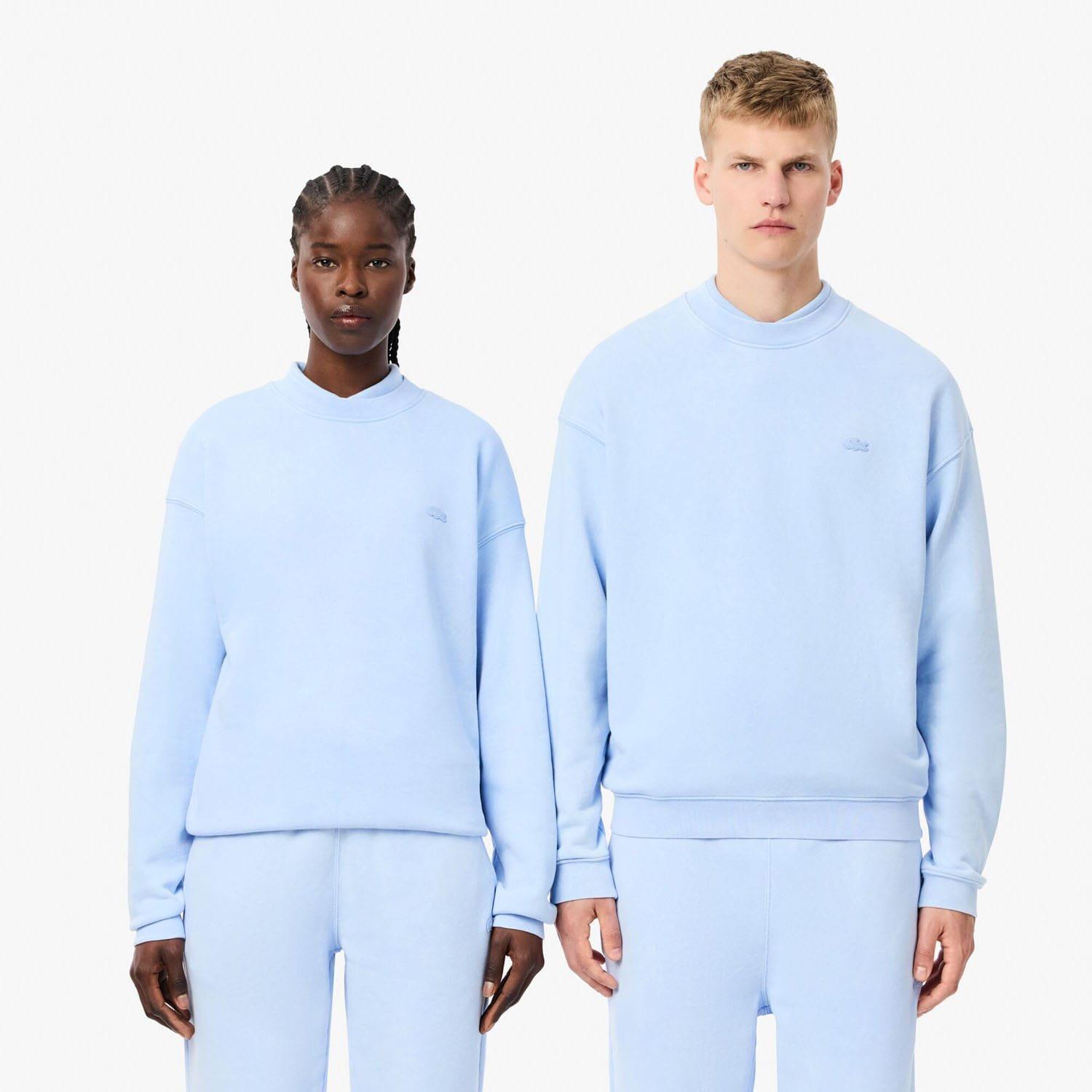 Light Blue - Lacoste - Loose Fit Washed Effect Fleece Sweatshirt - 1