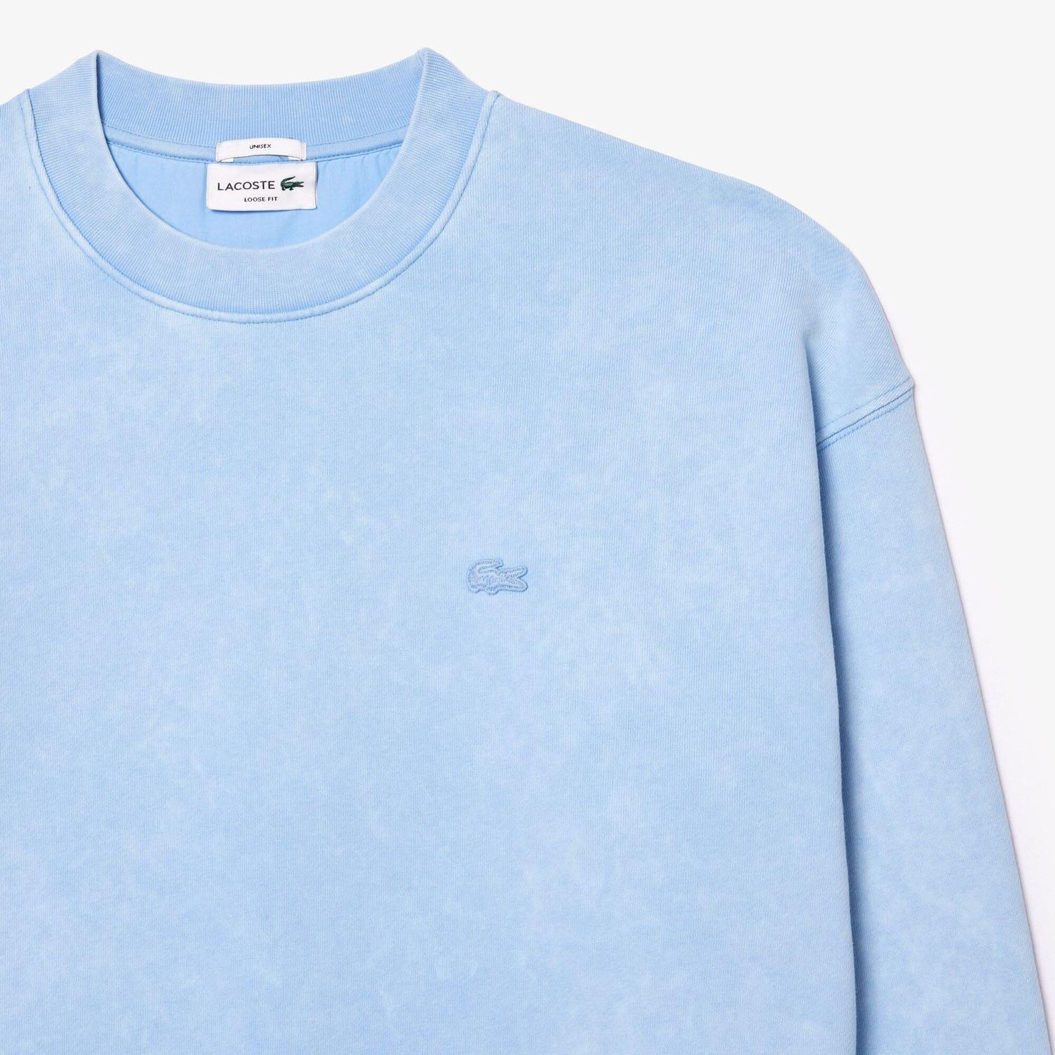 Light Blue - Lacoste - Loose Fit Washed Effect Fleece Sweatshirt - 5