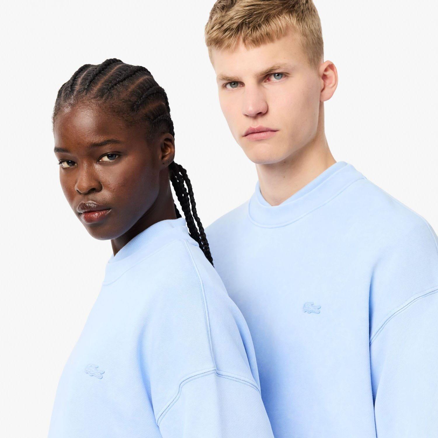 Light Blue - Lacoste - Loose Fit Washed Effect Fleece Sweatshirt - 6