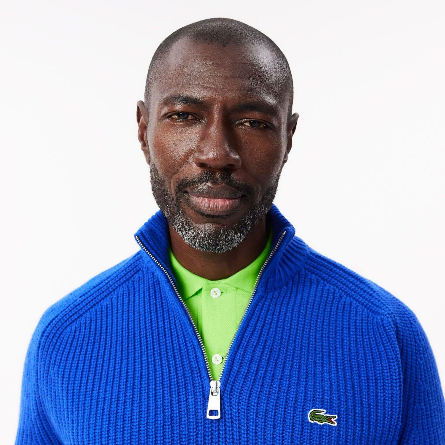 Blue - Lacoste - Zipped High Neck Carded Wool Sweater - 5