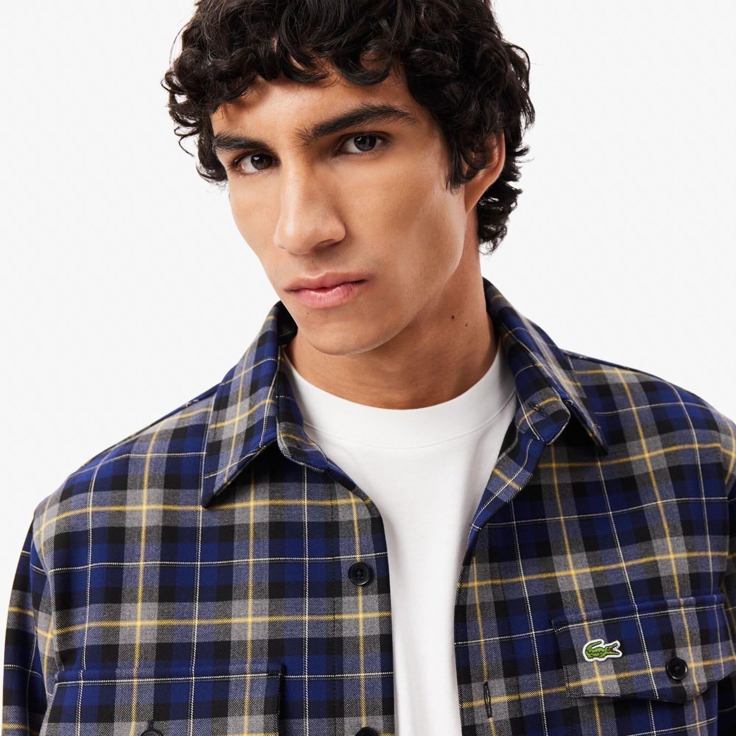 Navy - Lacoste - Oversize Checked Overshirt - 5