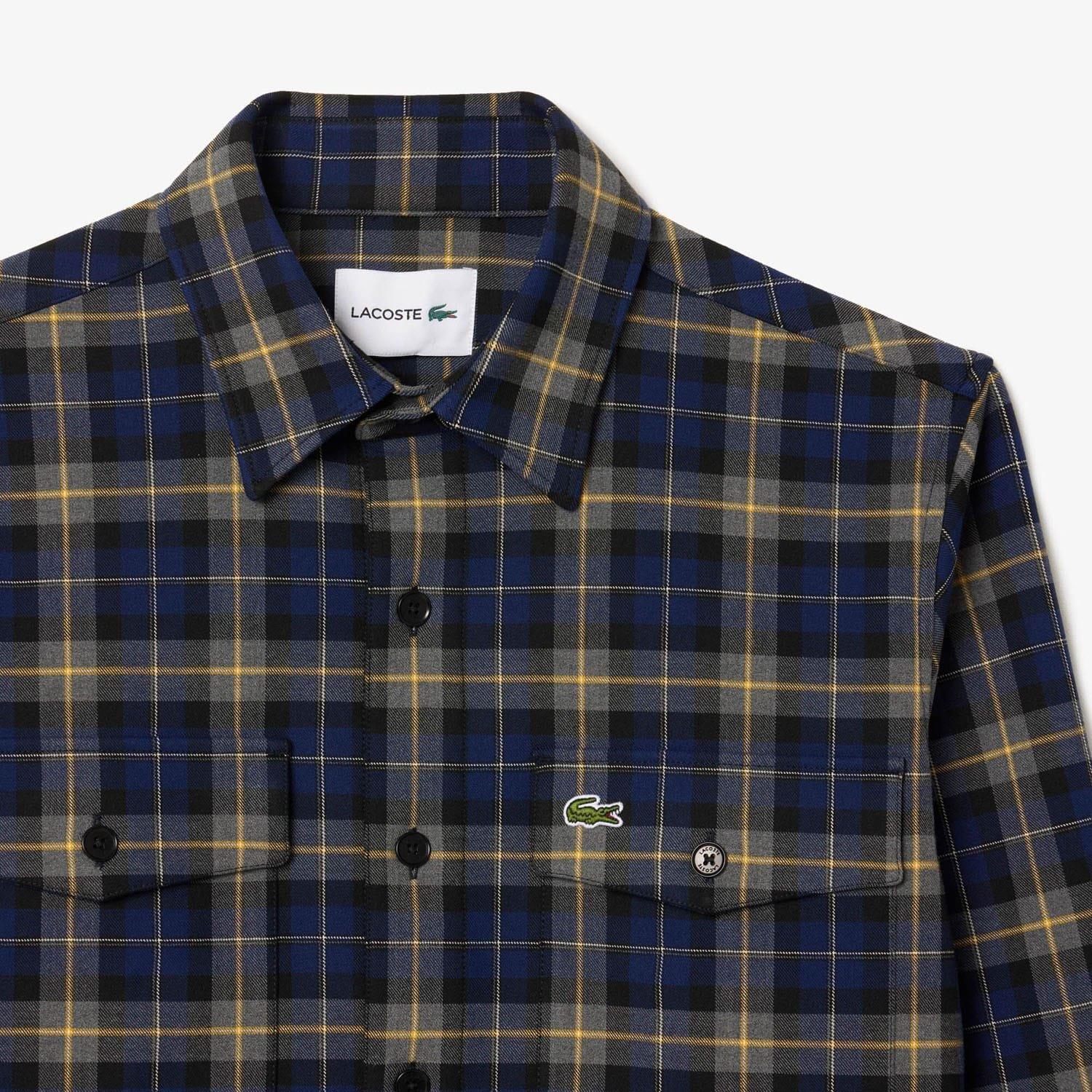 Navy - Lacoste - Oversize Checked Overshirt - 6