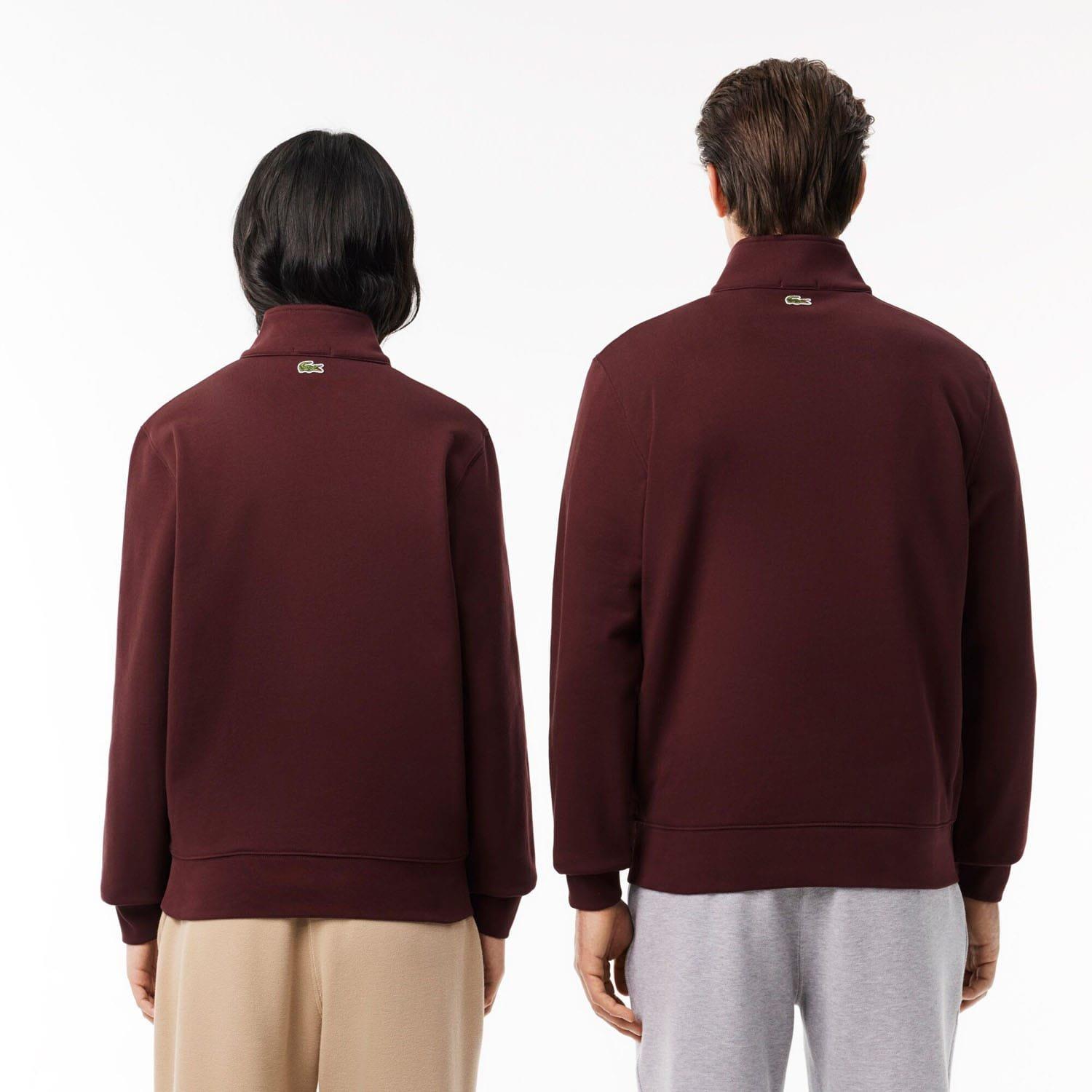 Red Maroon - Lacoste - High Neck Zip-Up Print Sweatshirt - 2