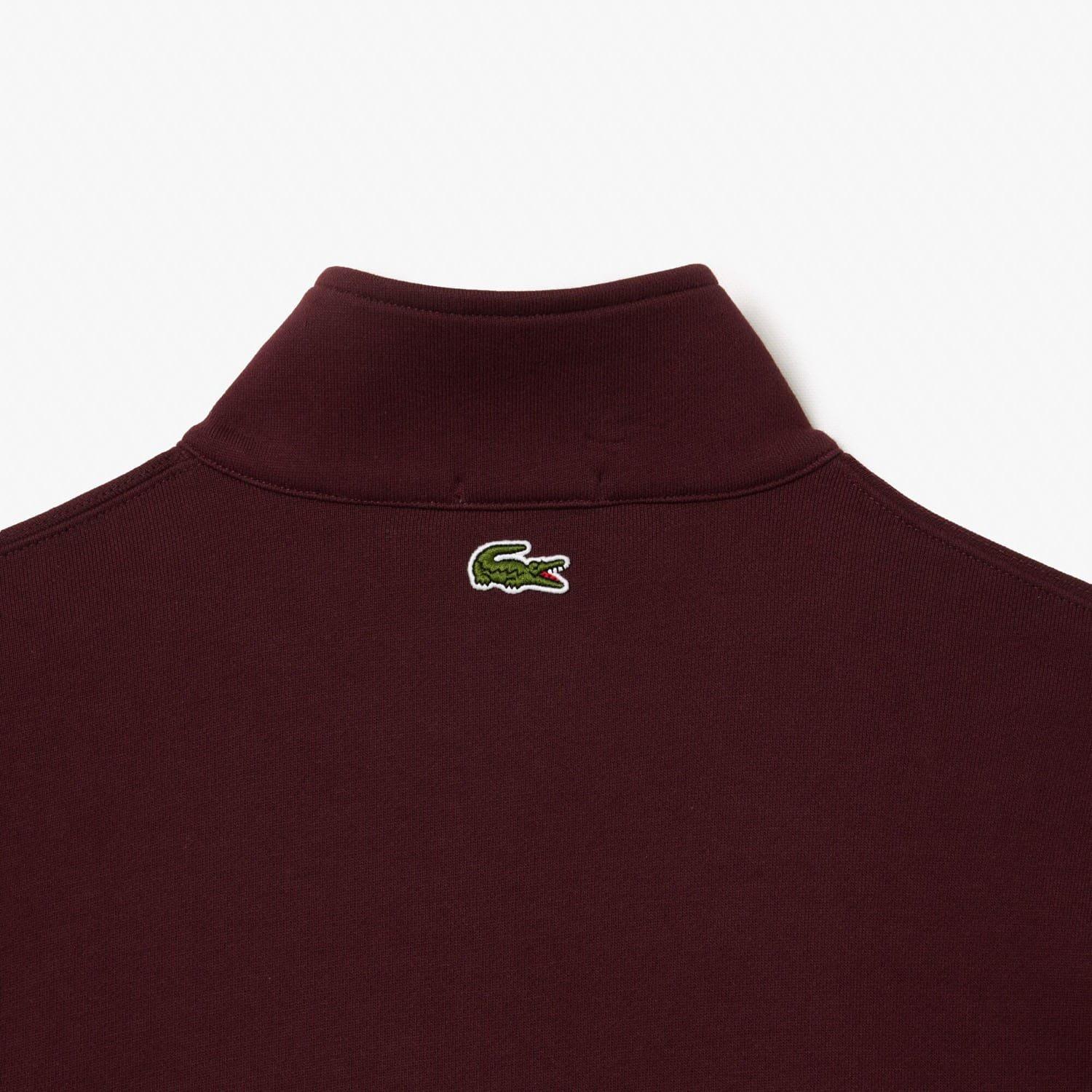 Red Maroon - Lacoste - High Neck Zip-Up Print Sweatshirt - 5