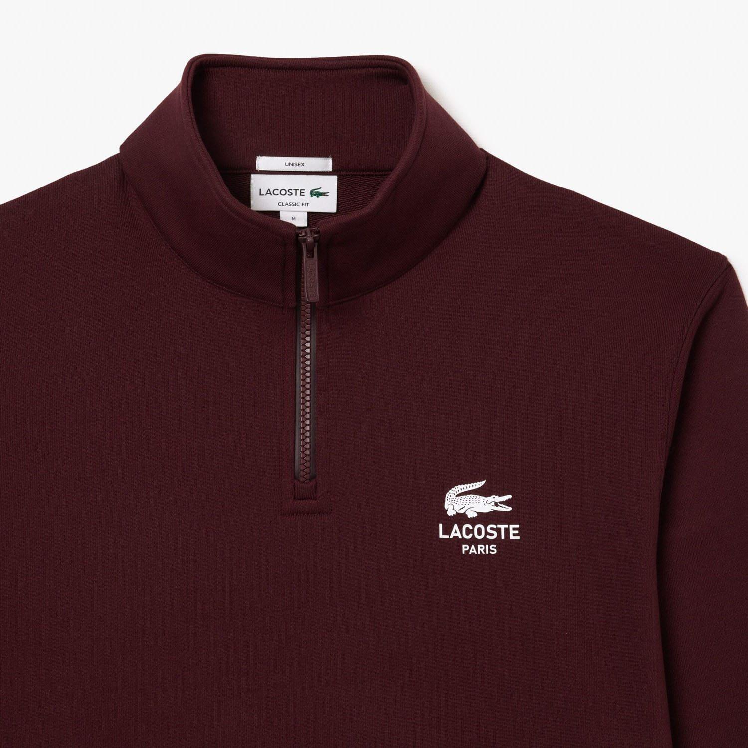 Red Maroon - Lacoste - High Neck Zip-Up Print Sweatshirt - 6