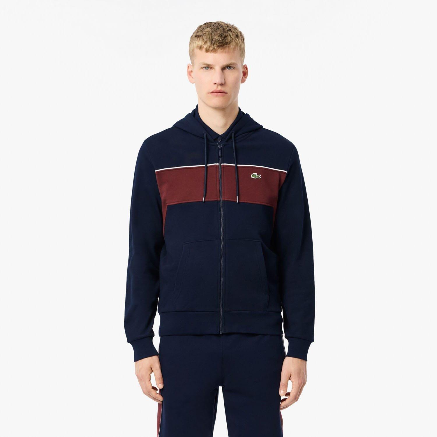 Navy Red - Lacoste - Zip-Up Colour-Block Hoodie - 1