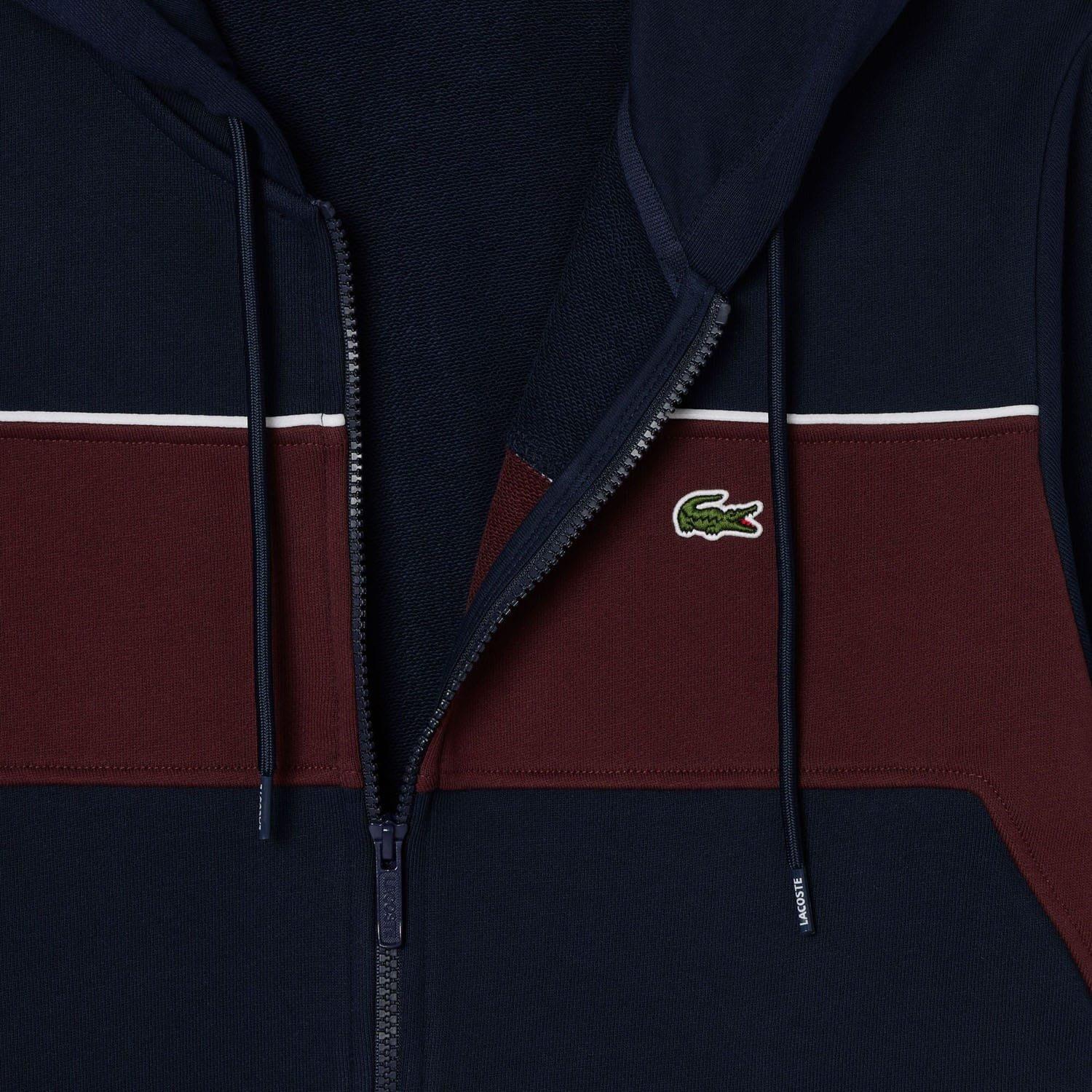 Navy Red - Lacoste - Zip-Up Colour-Block Hoodie - 5