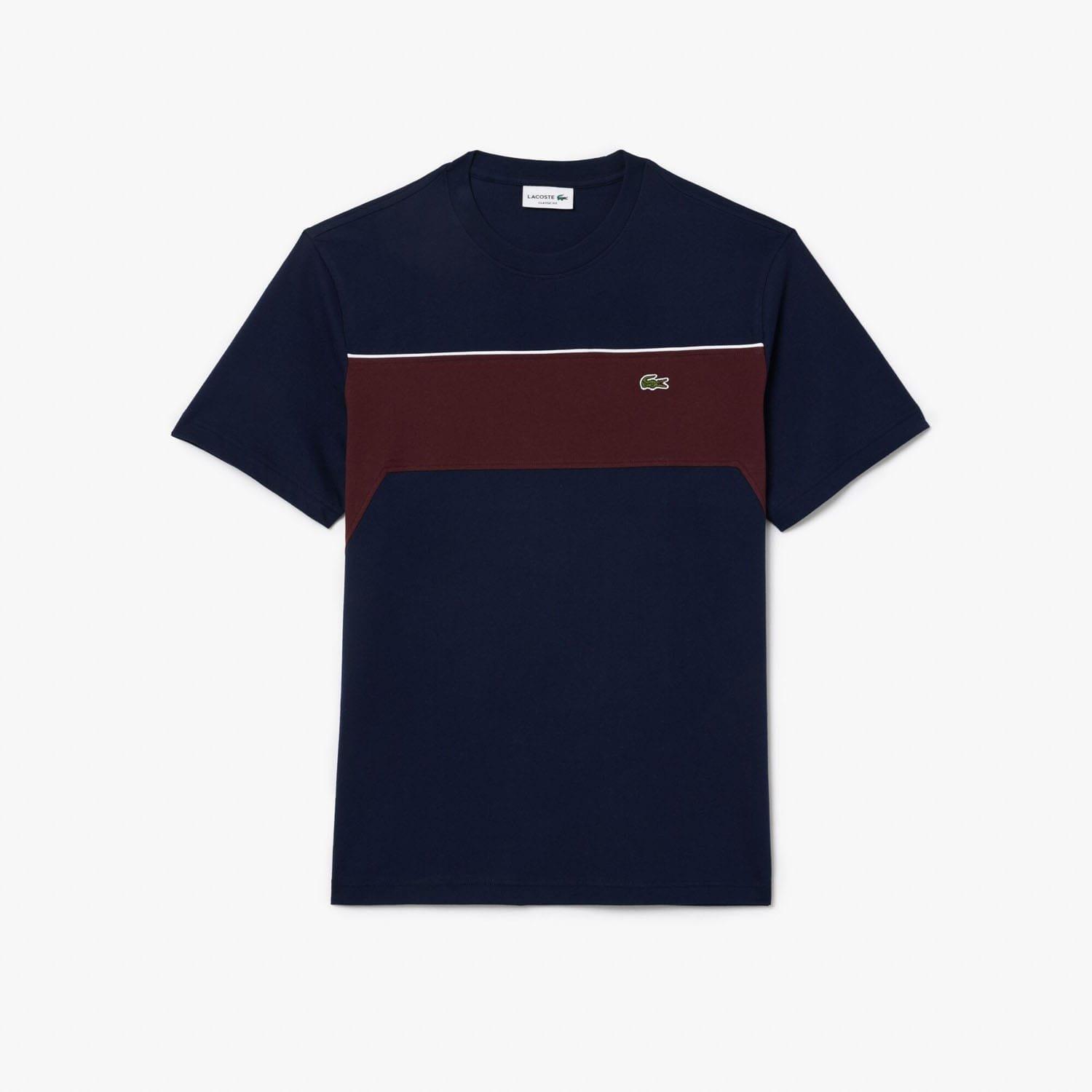 Navy Red - Lacoste - Cotton Colour-Block T-Shirt - 4