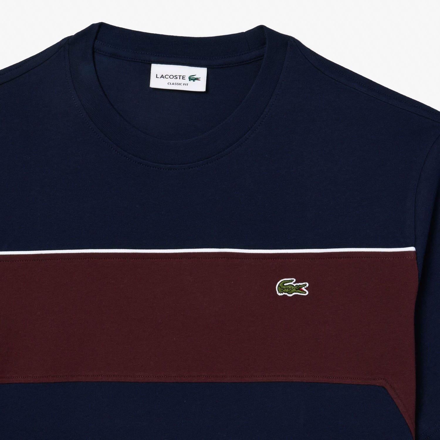 Navy Red - Lacoste - Cotton Colour-Block T-Shirt - 5