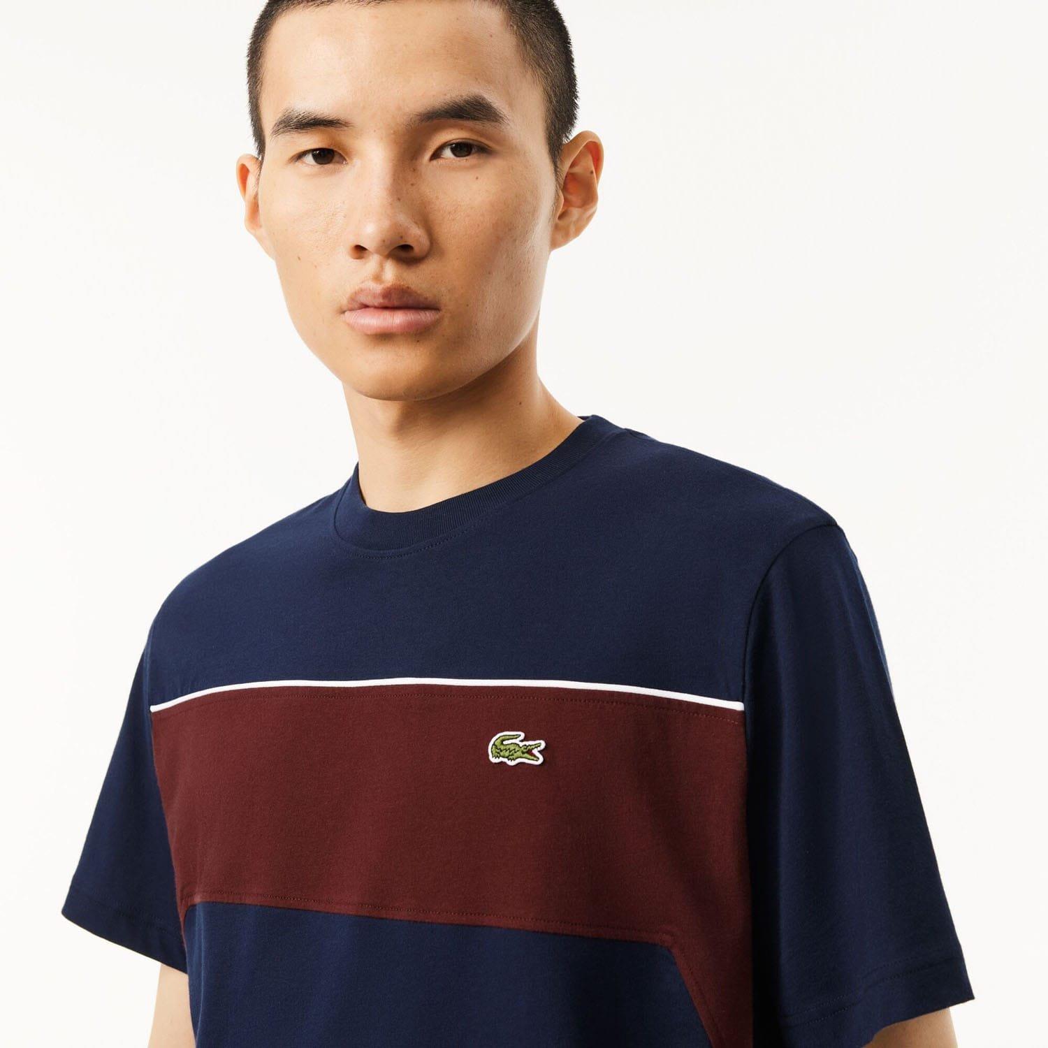 Navy Red - Lacoste - Cotton Colour-Block T-Shirt - 6