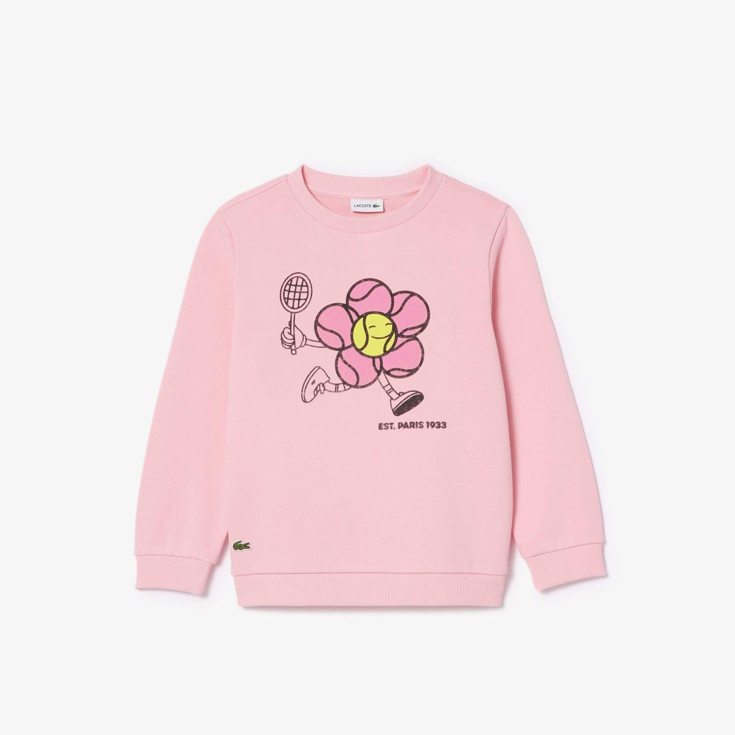 Pink - Lacoste - Printed Crewneck Sweatshirt - 4