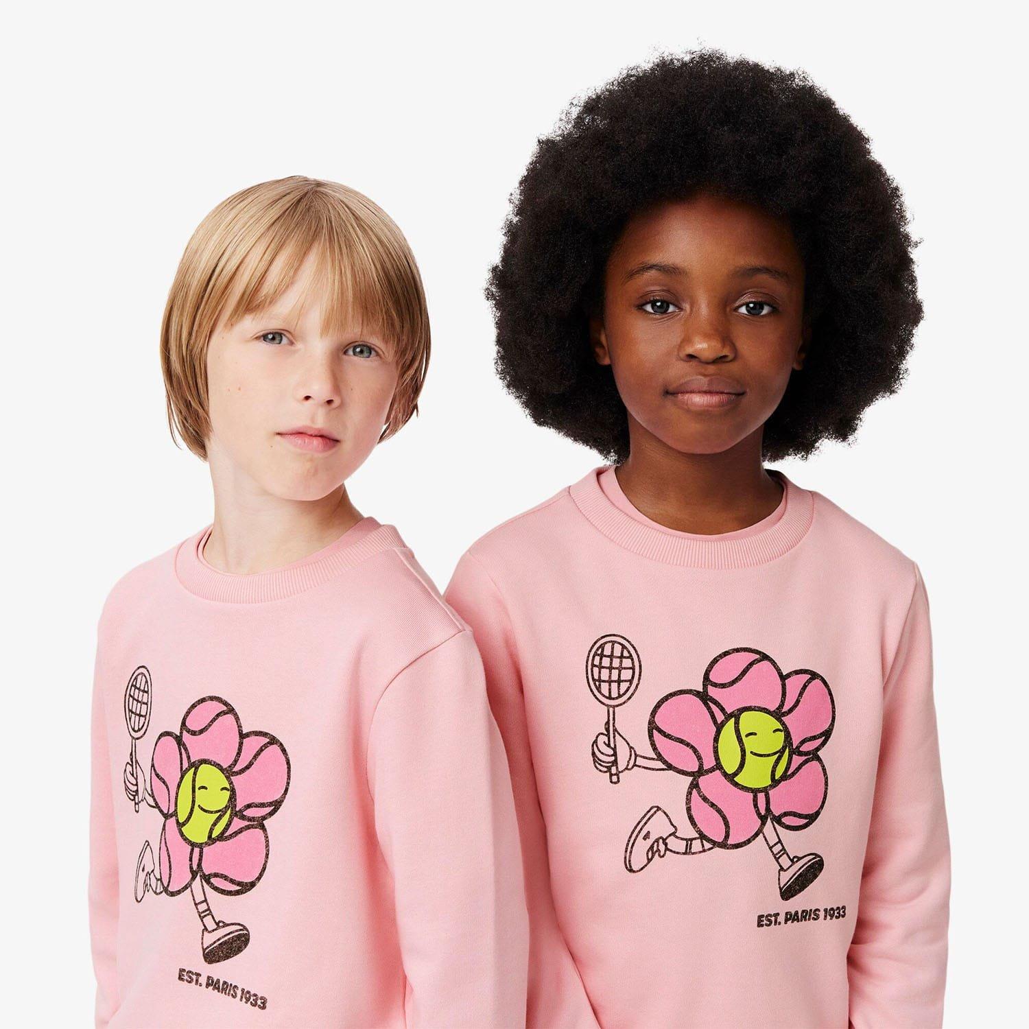 Pink - Lacoste - Printed Crewneck Sweatshirt - 5