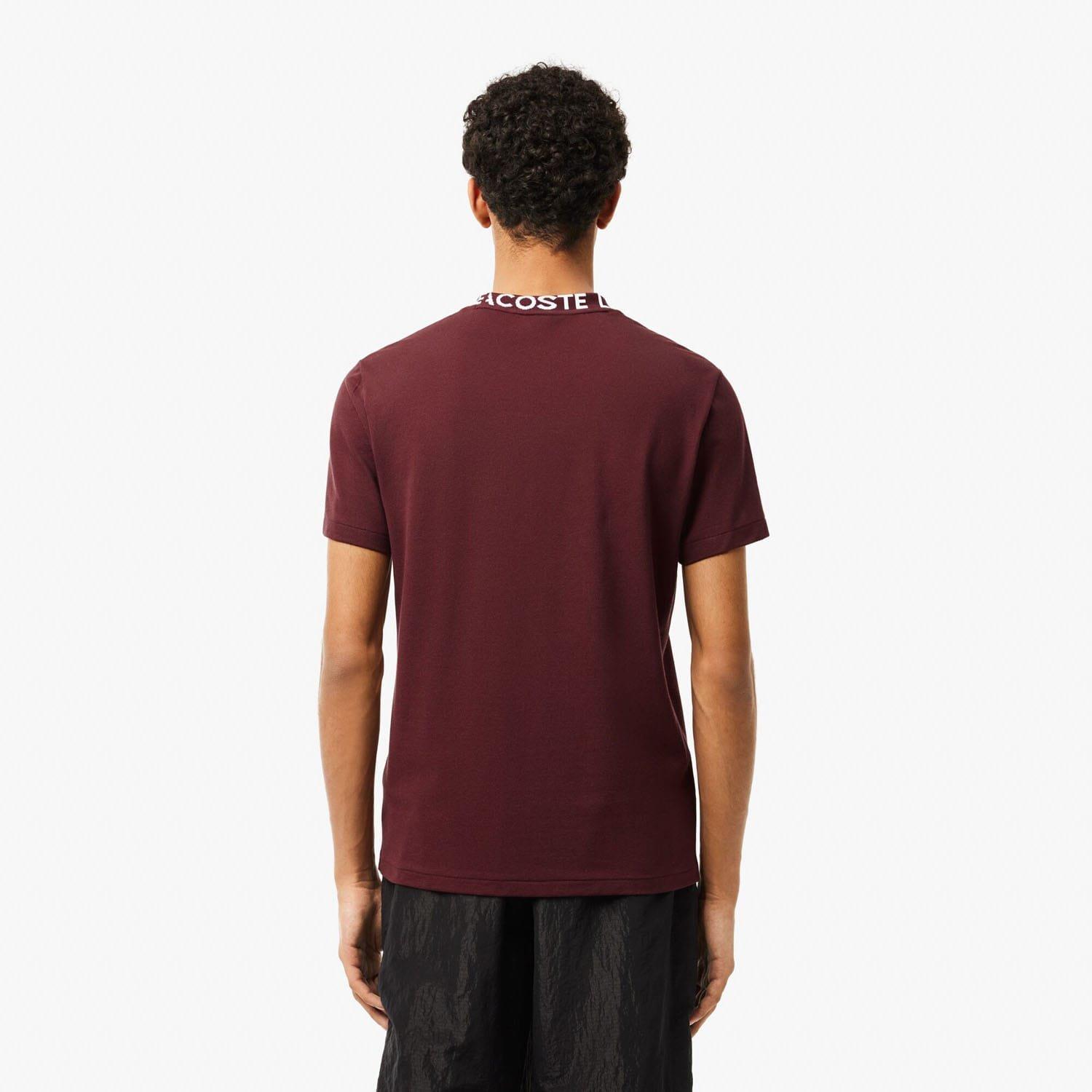 Red Maroon - Lacoste - Lightweight Piqu¿ Jacquard Neck T-Shirt - 2