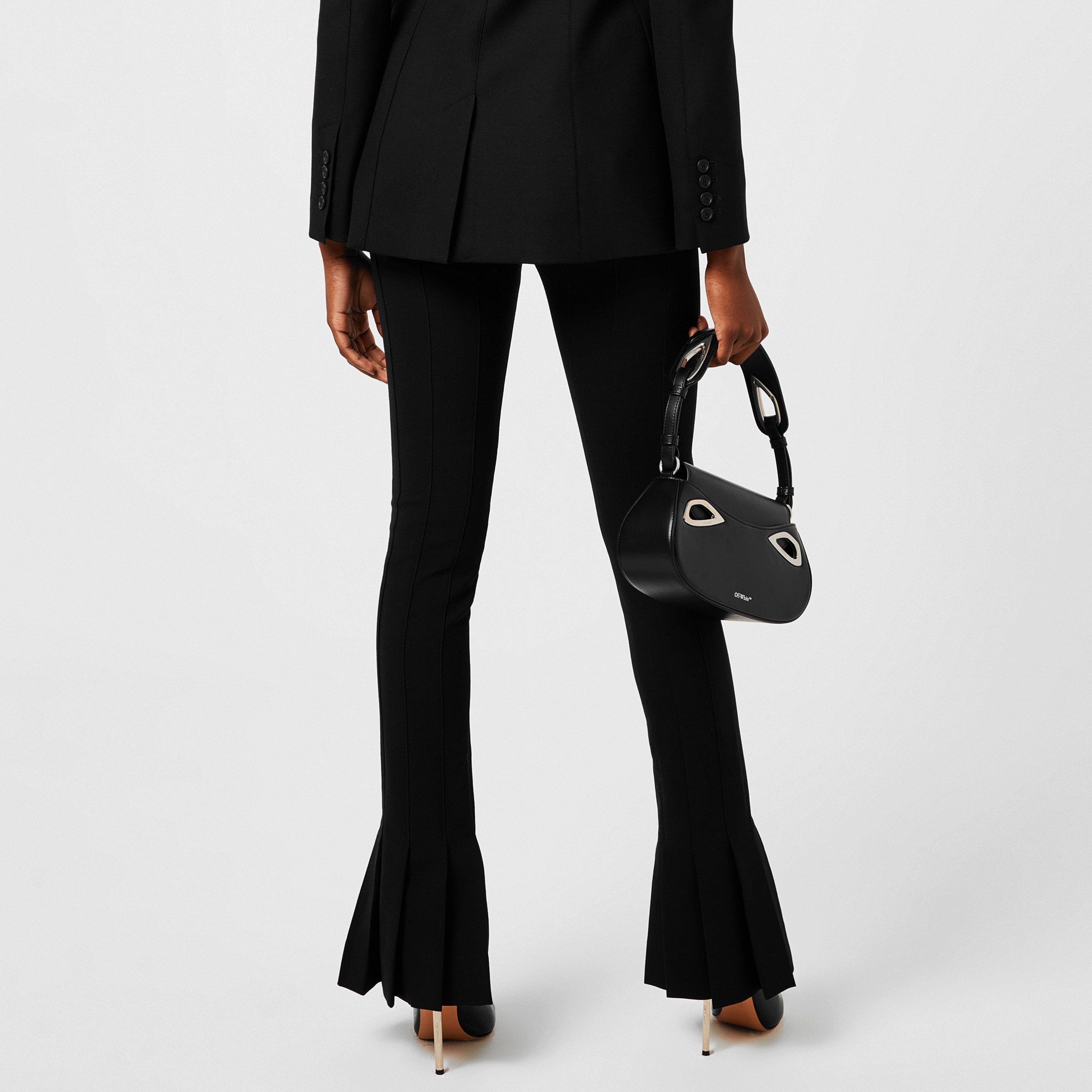 Black - Off White - Women's Double Waist Bell Bottom Design Pants - 2