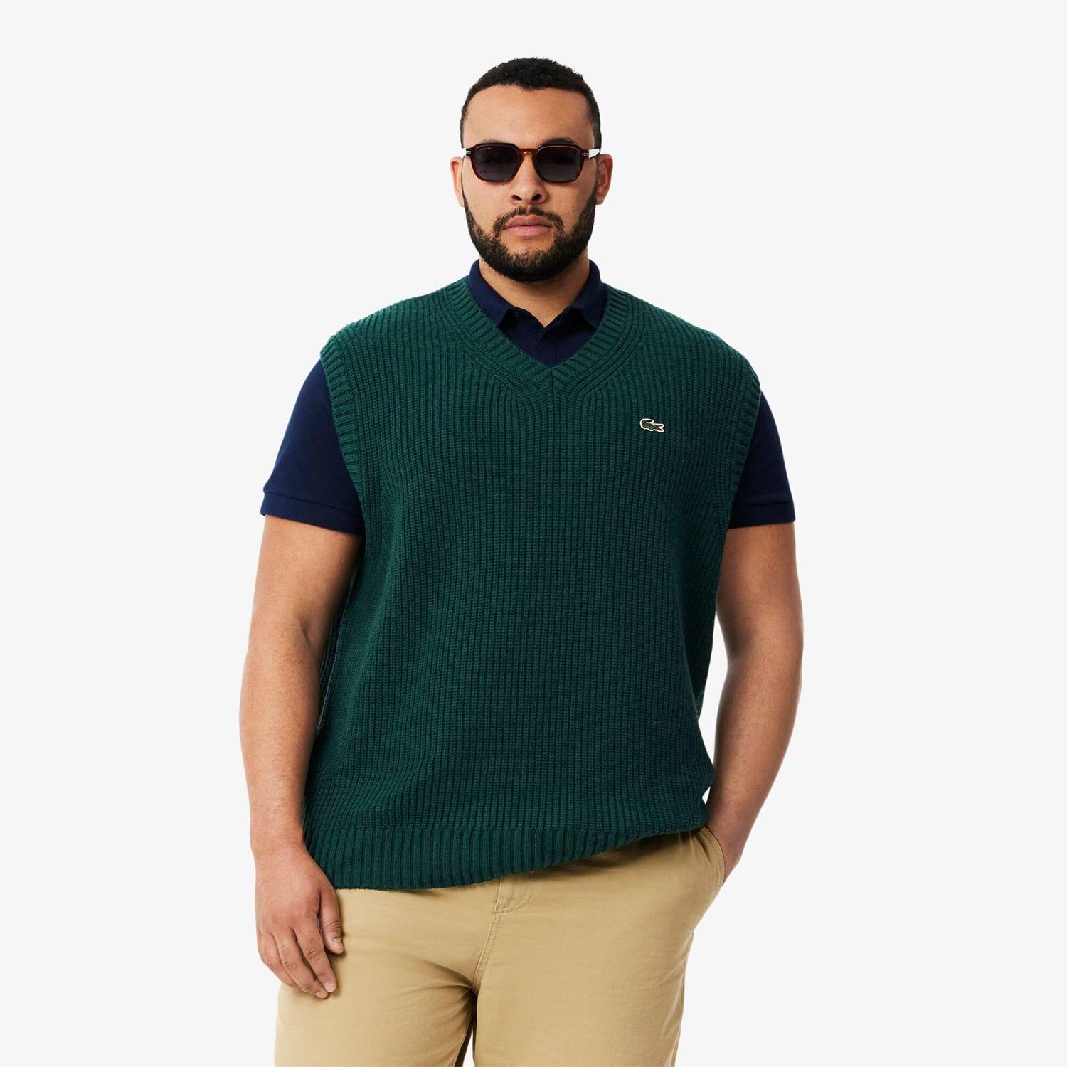 Green - Lacoste - Carded Wool V-Neck Sweater Vest - 1