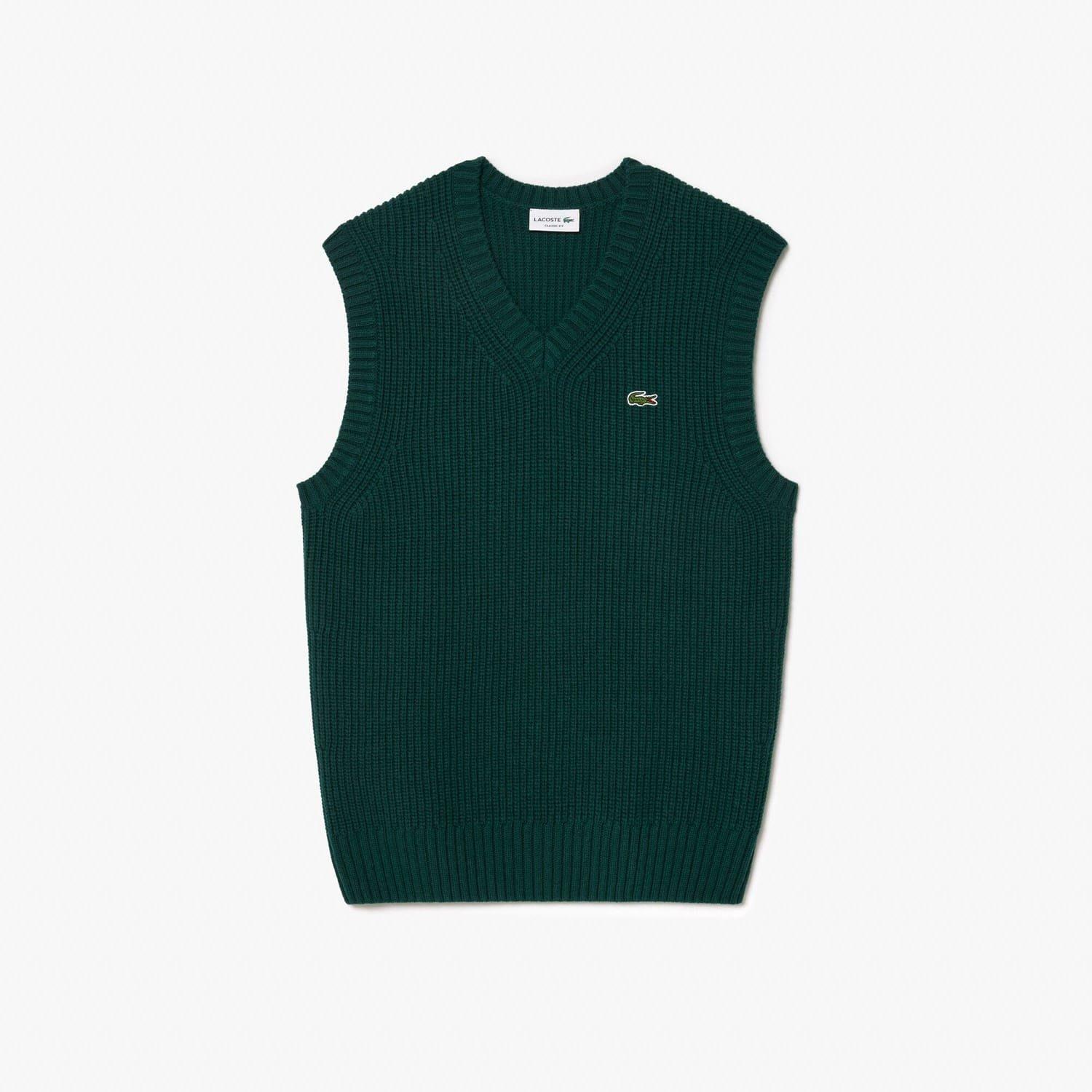 Green - Lacoste - Carded Wool V-Neck Sweater Vest - 3