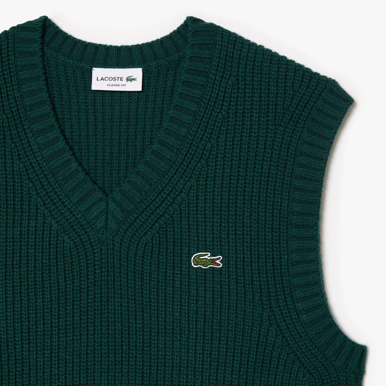 Green - Lacoste - Carded Wool V-Neck Sweater Vest - 4