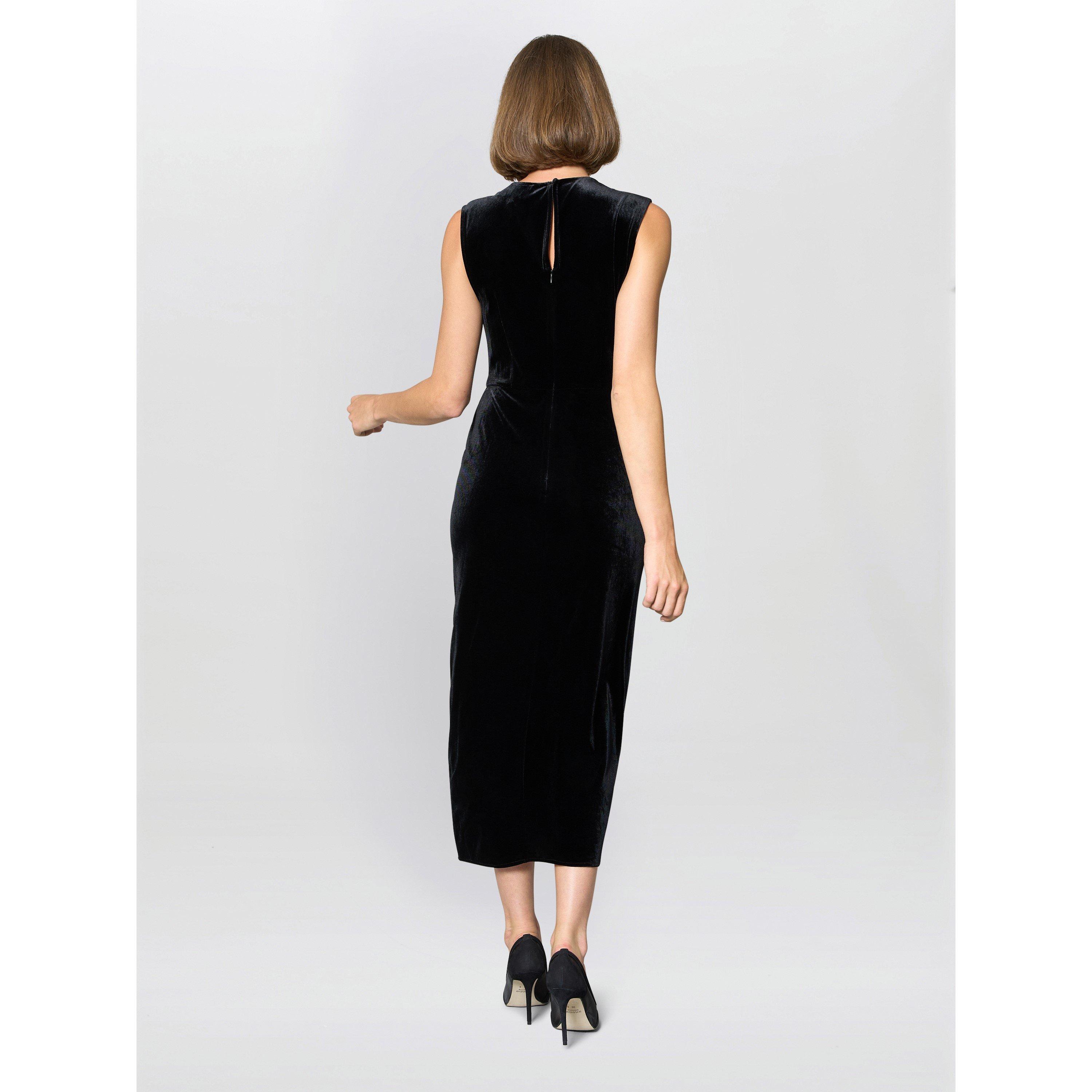 Black - Gina Bacconi - Claudine Velvet Midi Dress - 2