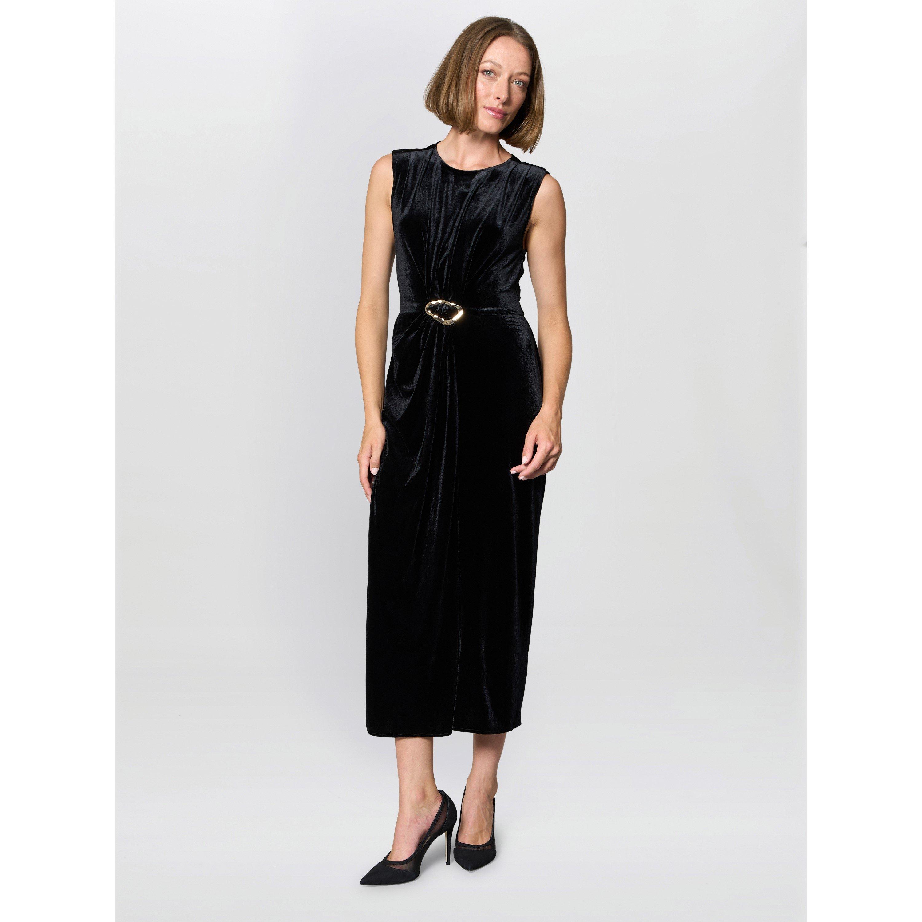 Black - Gina Bacconi - Claudine Velvet Midi Dress - 3