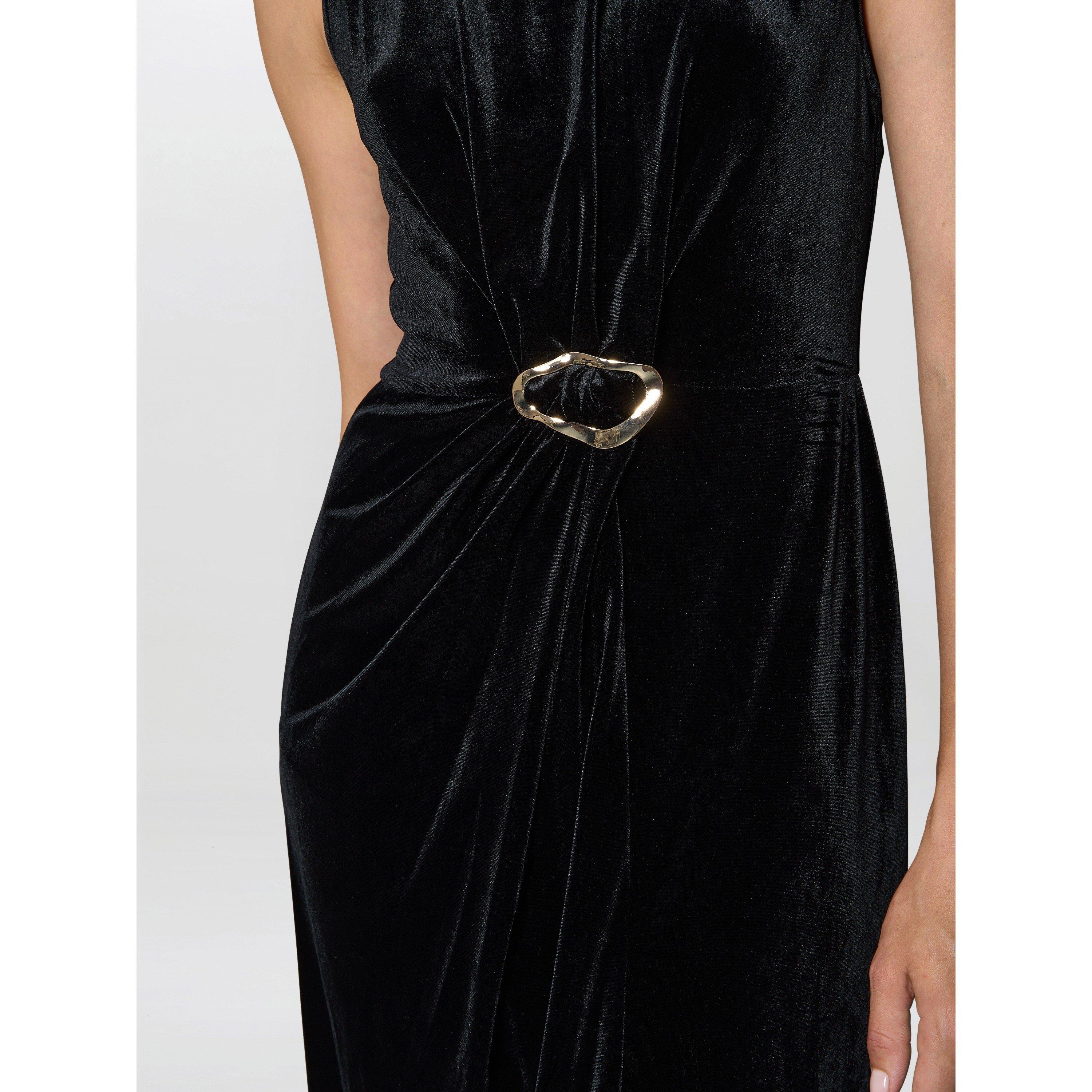 Black - Gina Bacconi - Claudine Velvet Midi Dress - 4