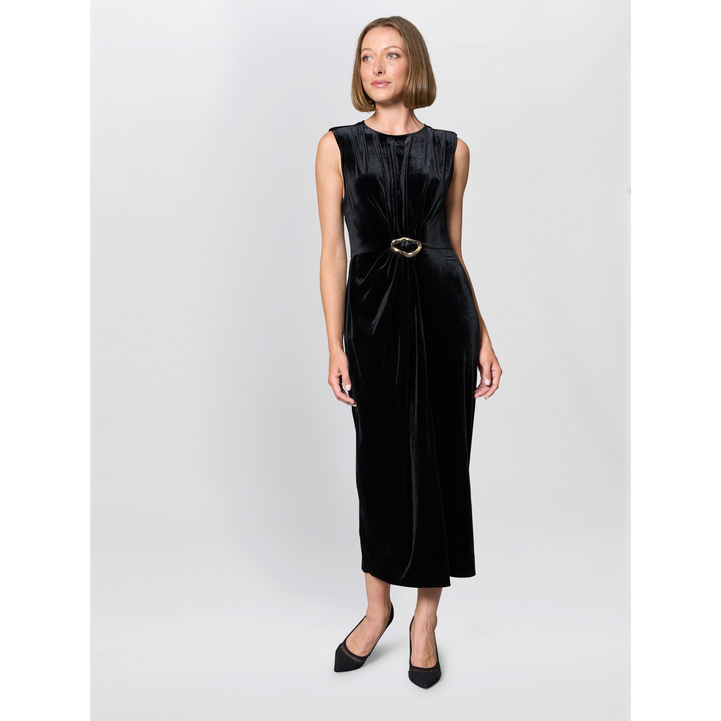 Black - Gina Bacconi - Claudine Velvet Midi Dress - 6