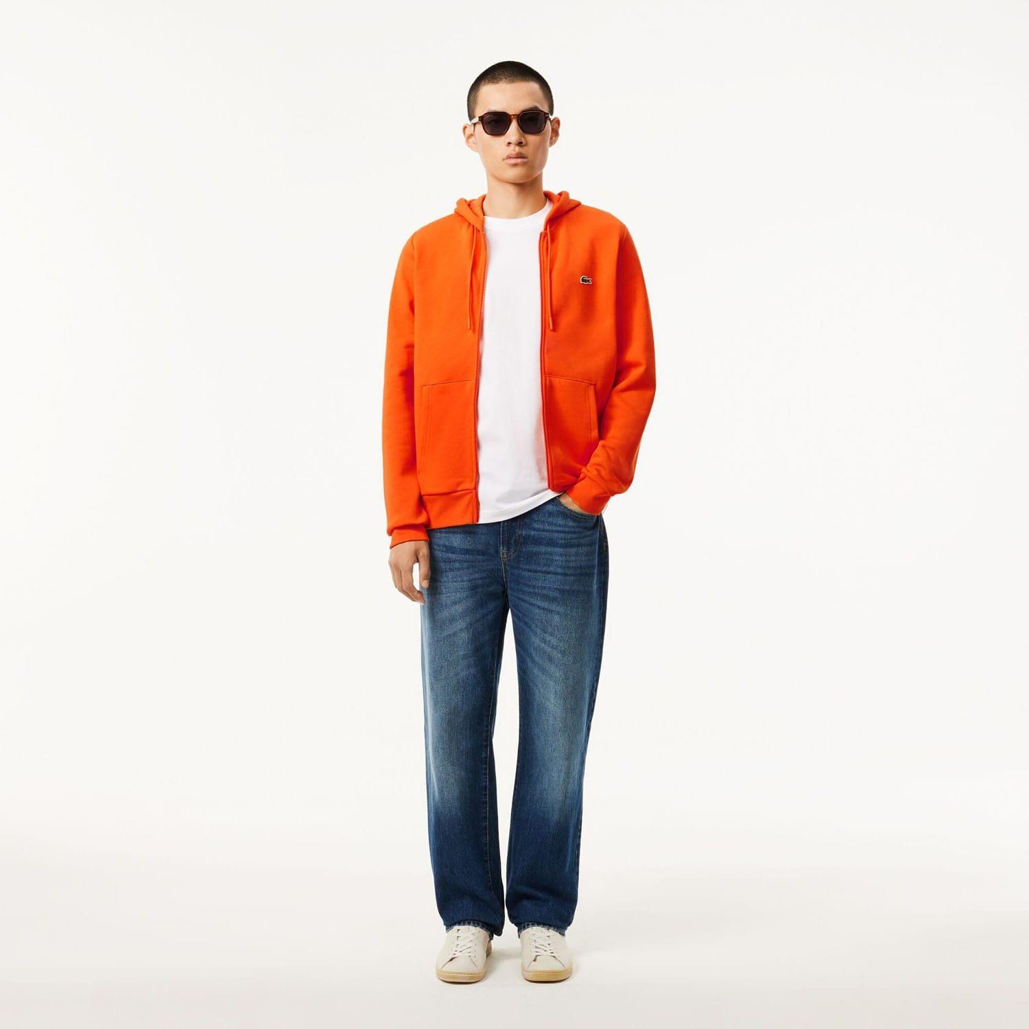 Orange - Lacoste - Zip-Up Fleece Hoodie - 3