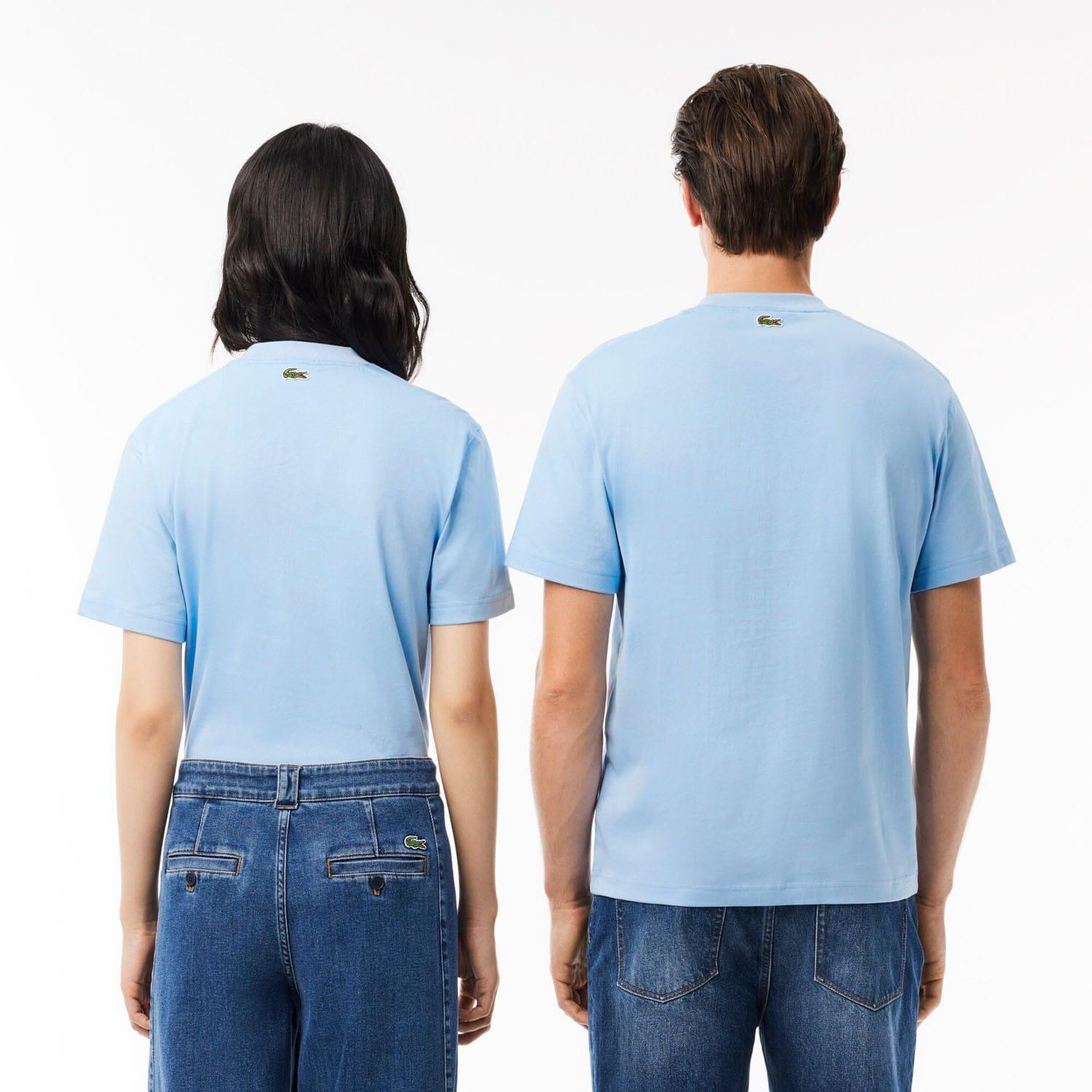 Light Blue - Lacoste - Signature Print Cotton T-Shirt - 2