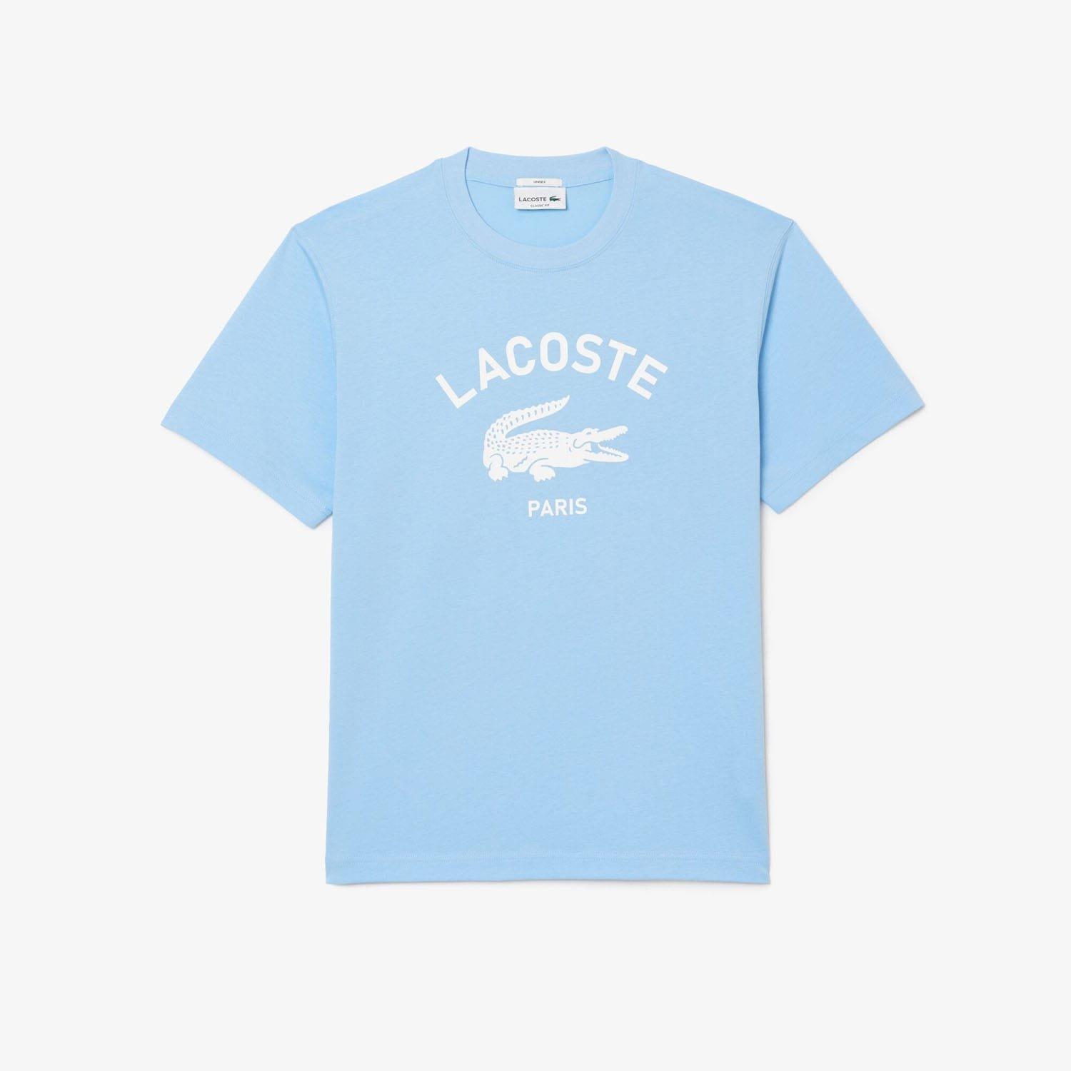 Light Blue - Lacoste - Signature Print Cotton T-Shirt - 4