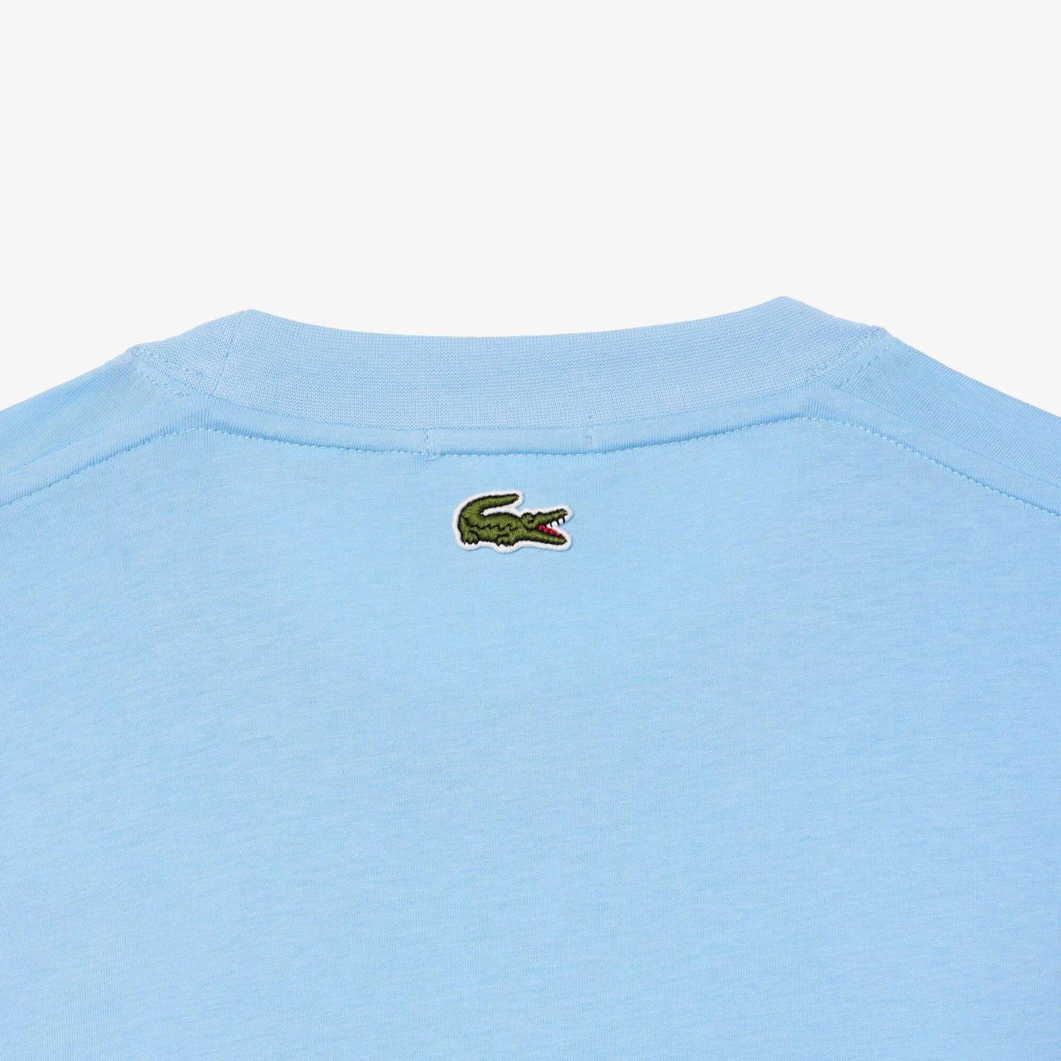 Light Blue - Lacoste - Signature Print Cotton T-Shirt - 5