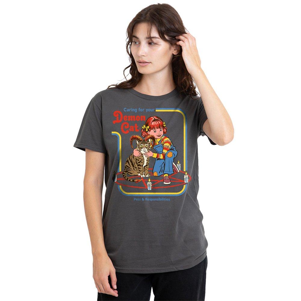 Charcoal - Steven Rhodes - Steven Rhodes Caring For Your Demon Cat T Shirt C - 1