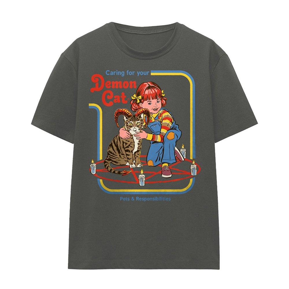 Charcoal - Steven Rhodes - Steven Rhodes Caring For Your Demon Cat T Shirt C - 4