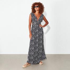 I Saw It First ISAWITFIRST Printed Cut Out Ruched Shoulder Maxi Dress