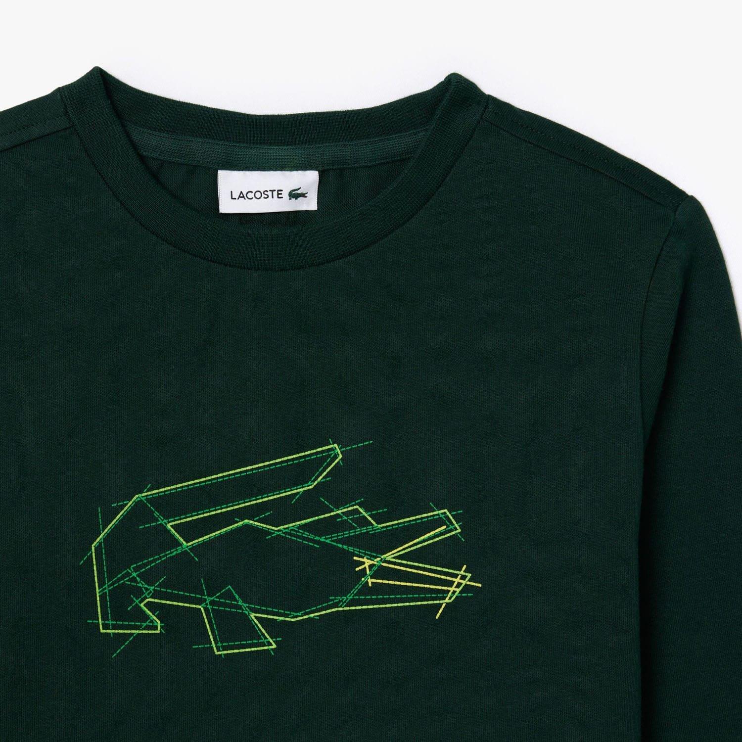 Green - Lacoste - Heavy Cotton Crocodile Graphic T-Shirt - 4